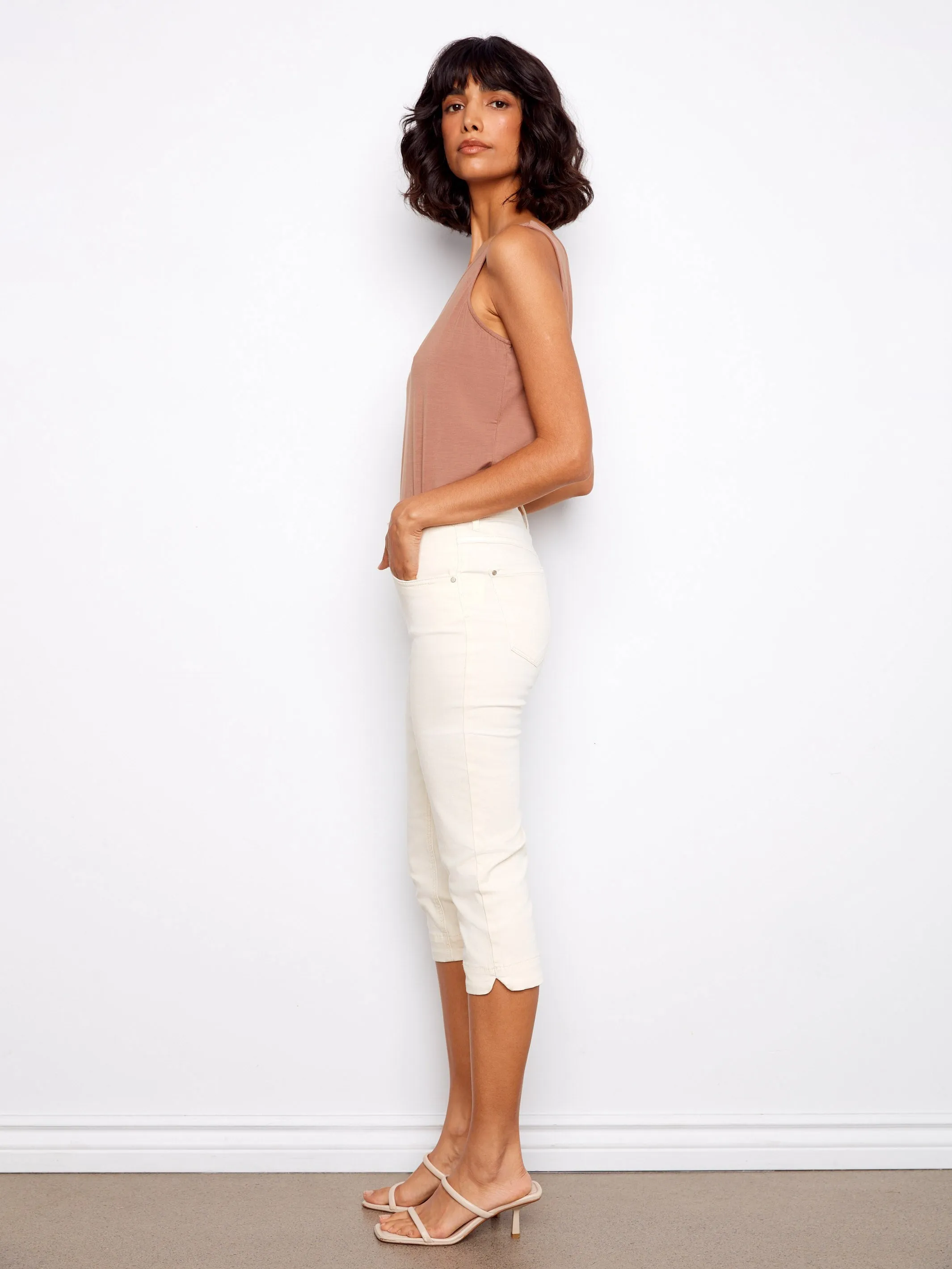 Knee High Capri Twill Pants - Natural sold by Charlie B product image thumbnail 3