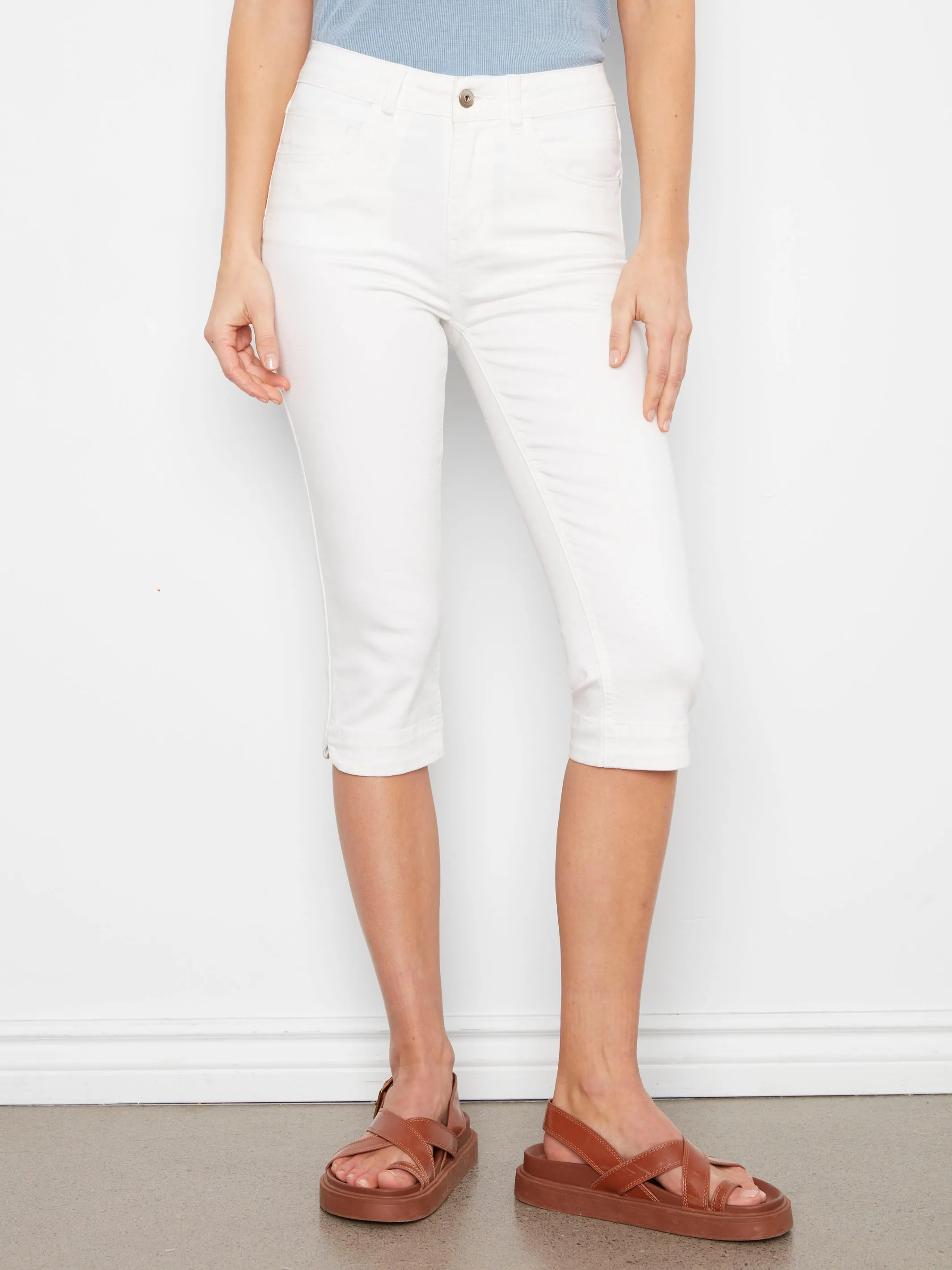 Knee High Capri Twill Pants - White sold by Charlie B product image thumbnail 2