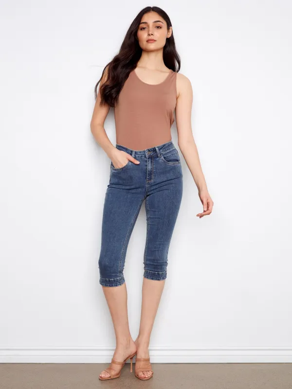 Knee High Capri Jeans - Medium Blue made by Charlie B