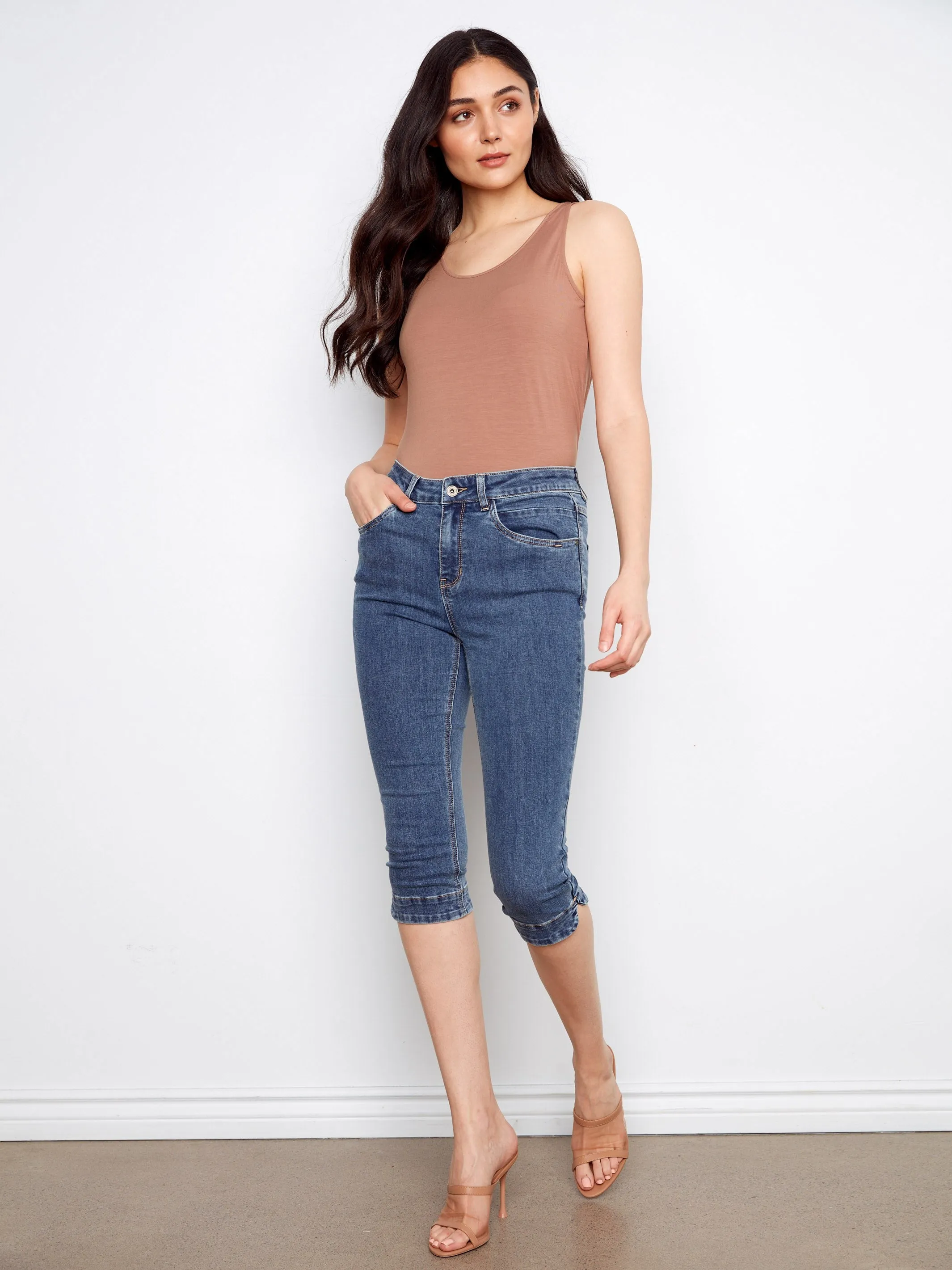 Knee High Capri Jeans - Medium Blue sold by Charlie B product image thumbnail 2