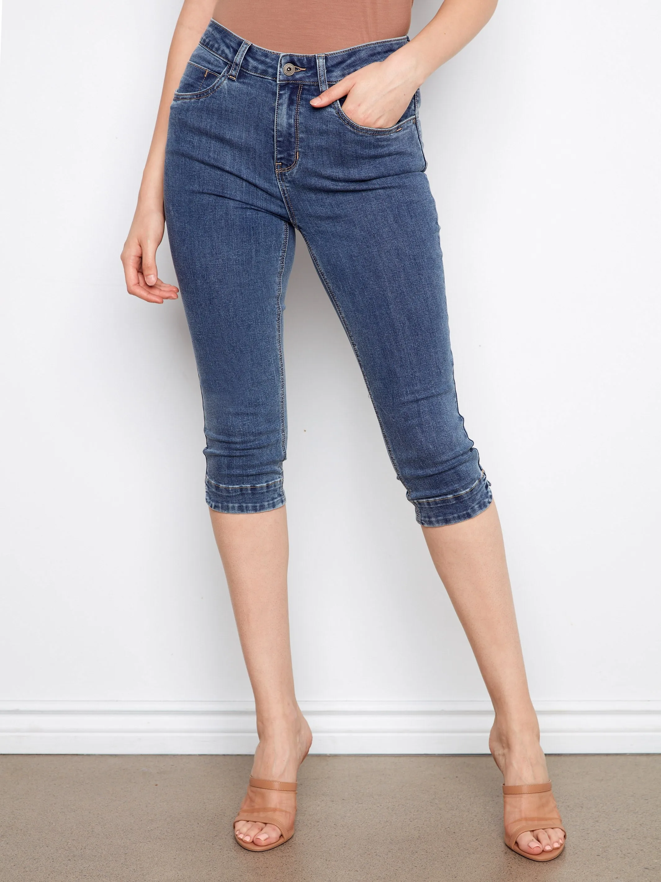 Knee High Capri Jeans - Medium Blue sold by Charlie B product image thumbnail 3
