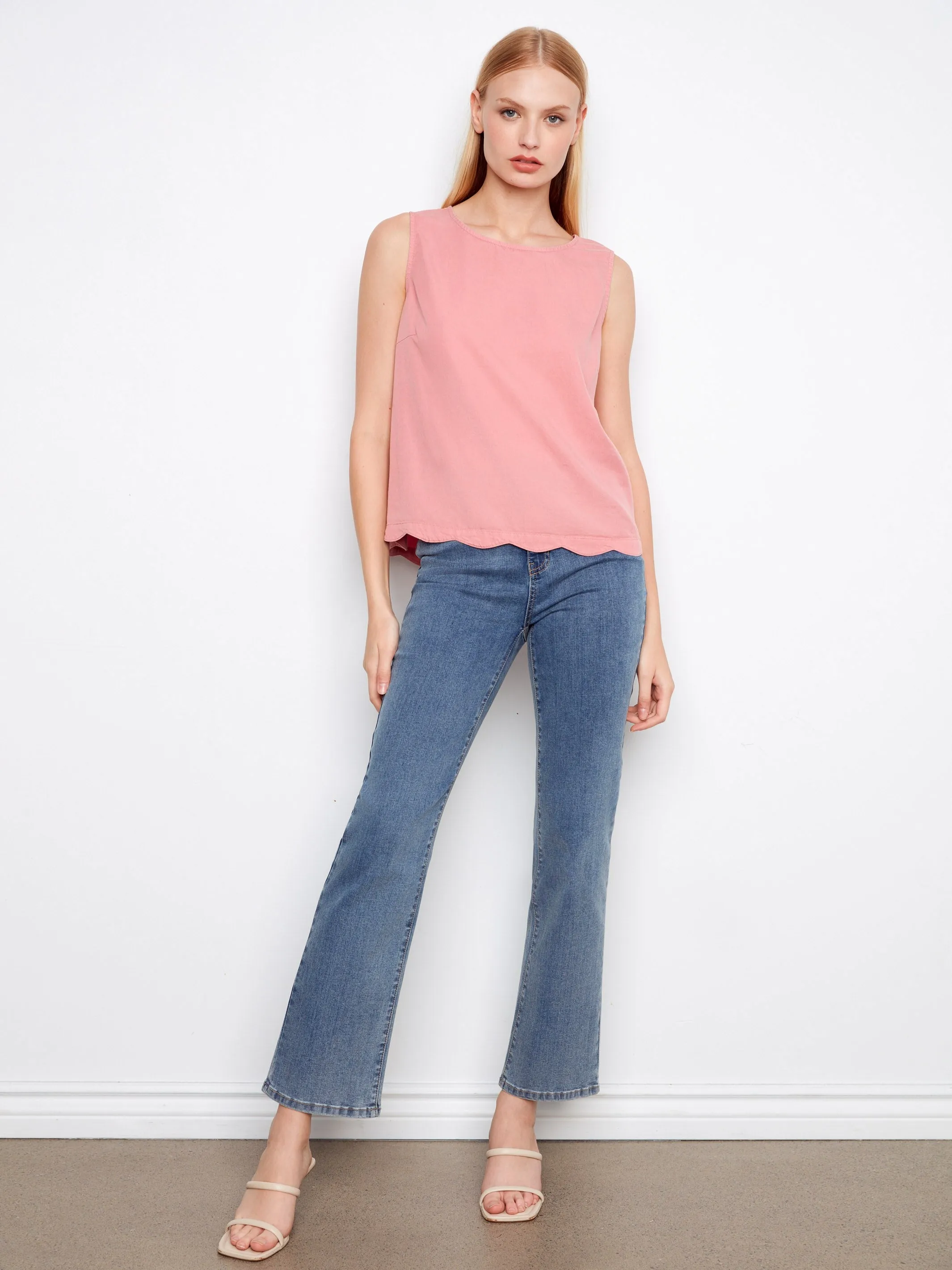 Tencel Sleeveless Scalloped Top - Carnation sold by Charlie B product image thumbnail 2