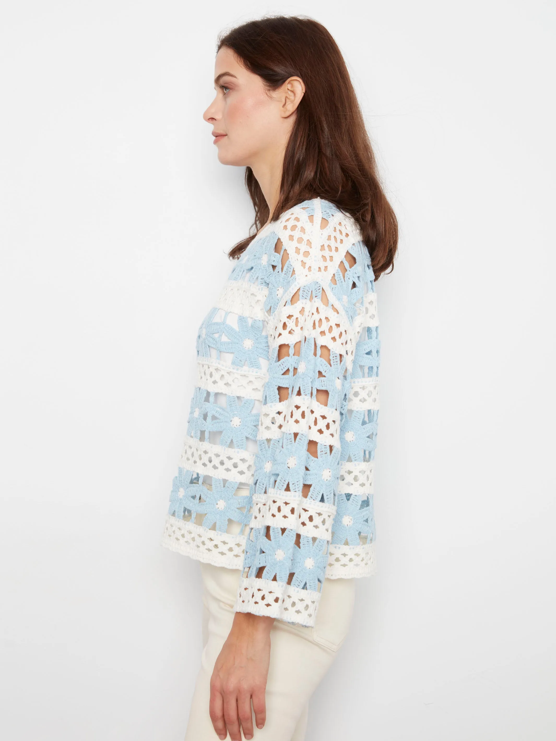 Floral Cotton Blend Crochet Top - Bluebell sold by Charlie B product image thumbnail 5