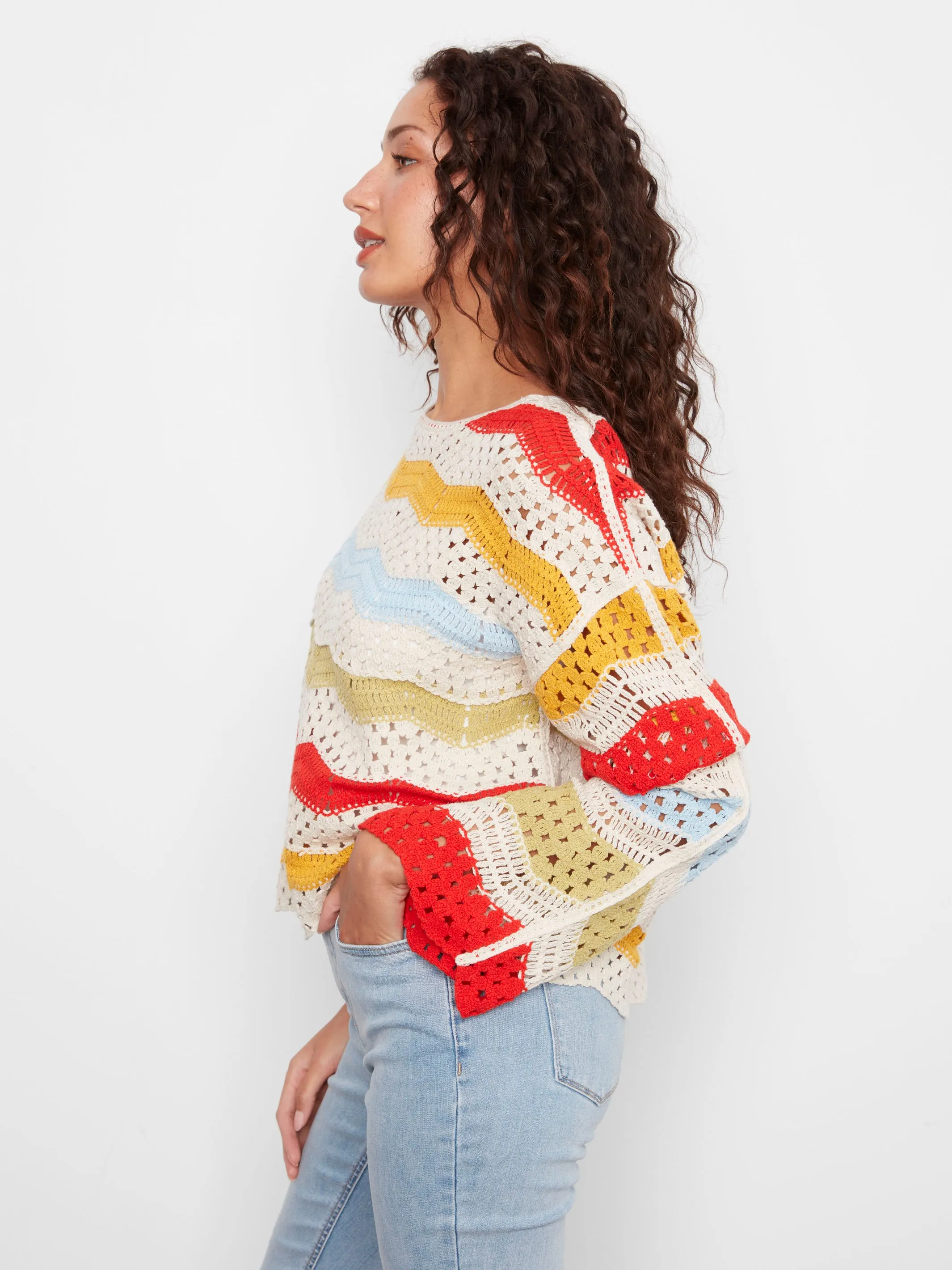 Cotton Blend Crochet Top - Sunshine sold by Charlie B product image thumbnail 3