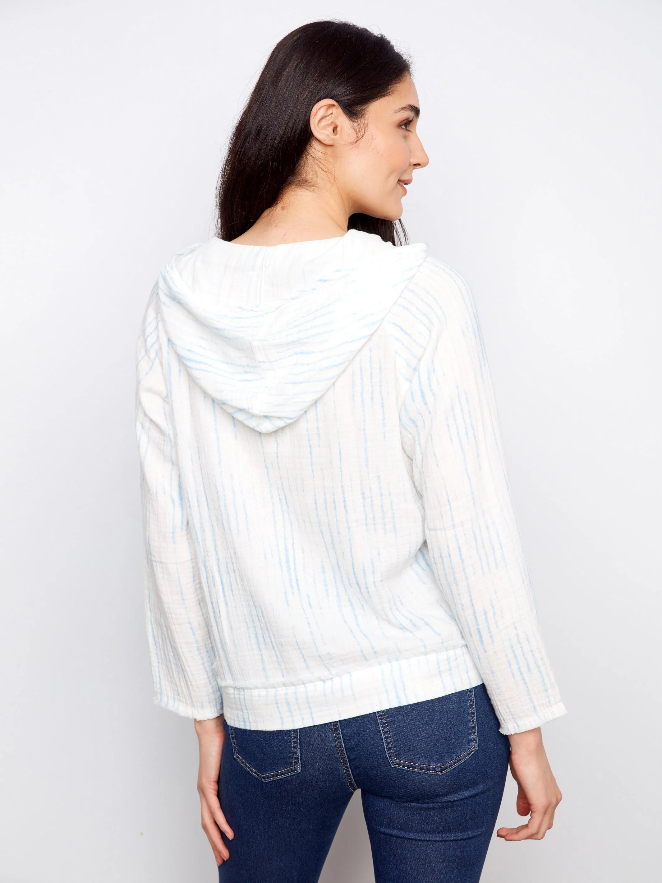 Printed Bubble Cotton Hoodie - Stripes sold by Charlie B product image thumbnail 3