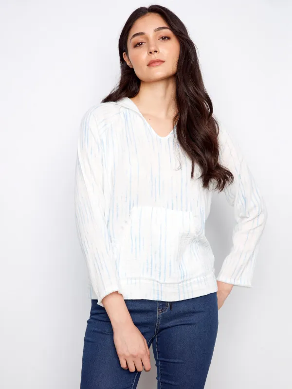 Printed Bubble Cotton Hoodie - Stripes made by Charlie B