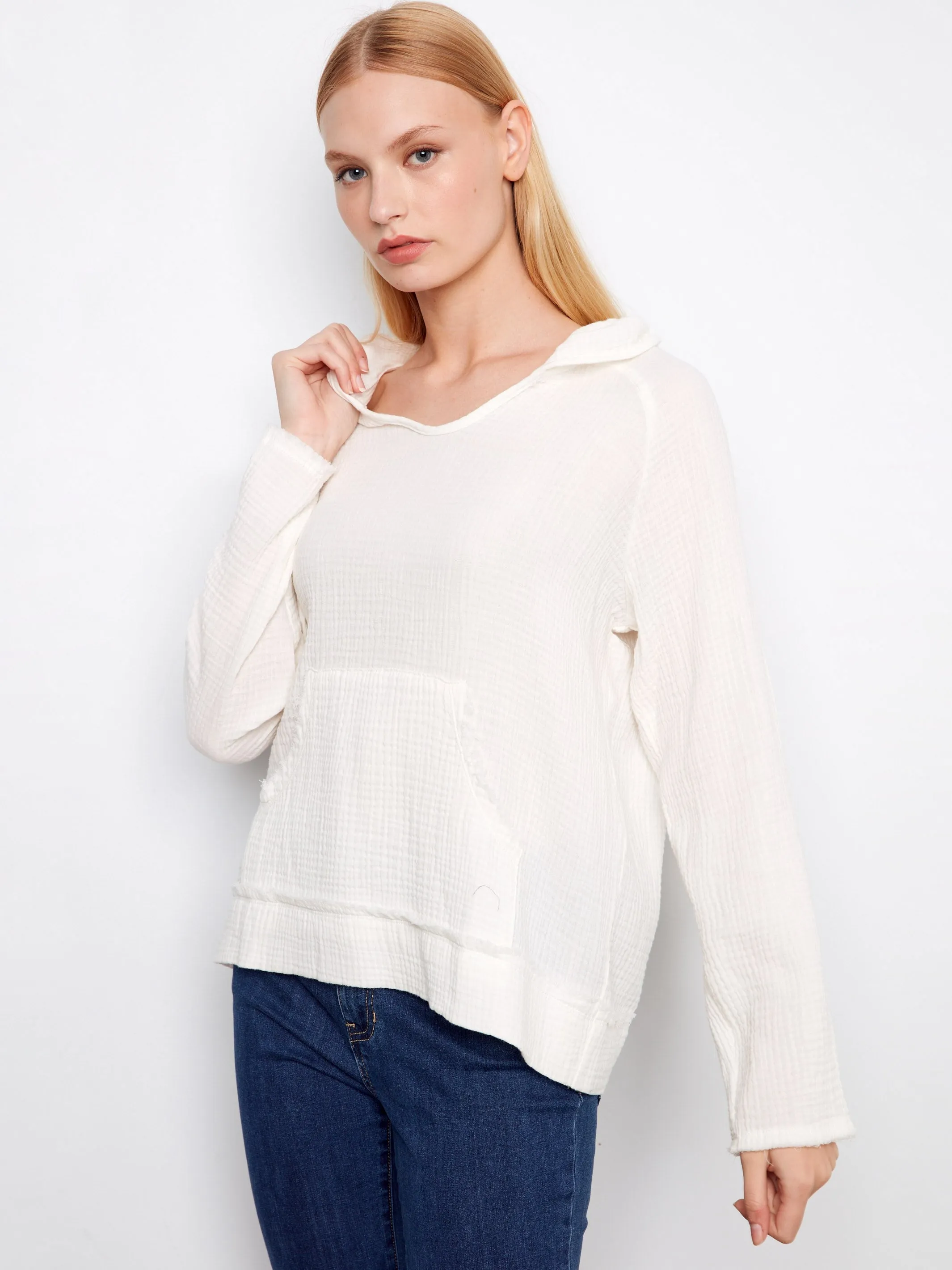 Bubble Cotton Hoodie - White sold by Charlie B