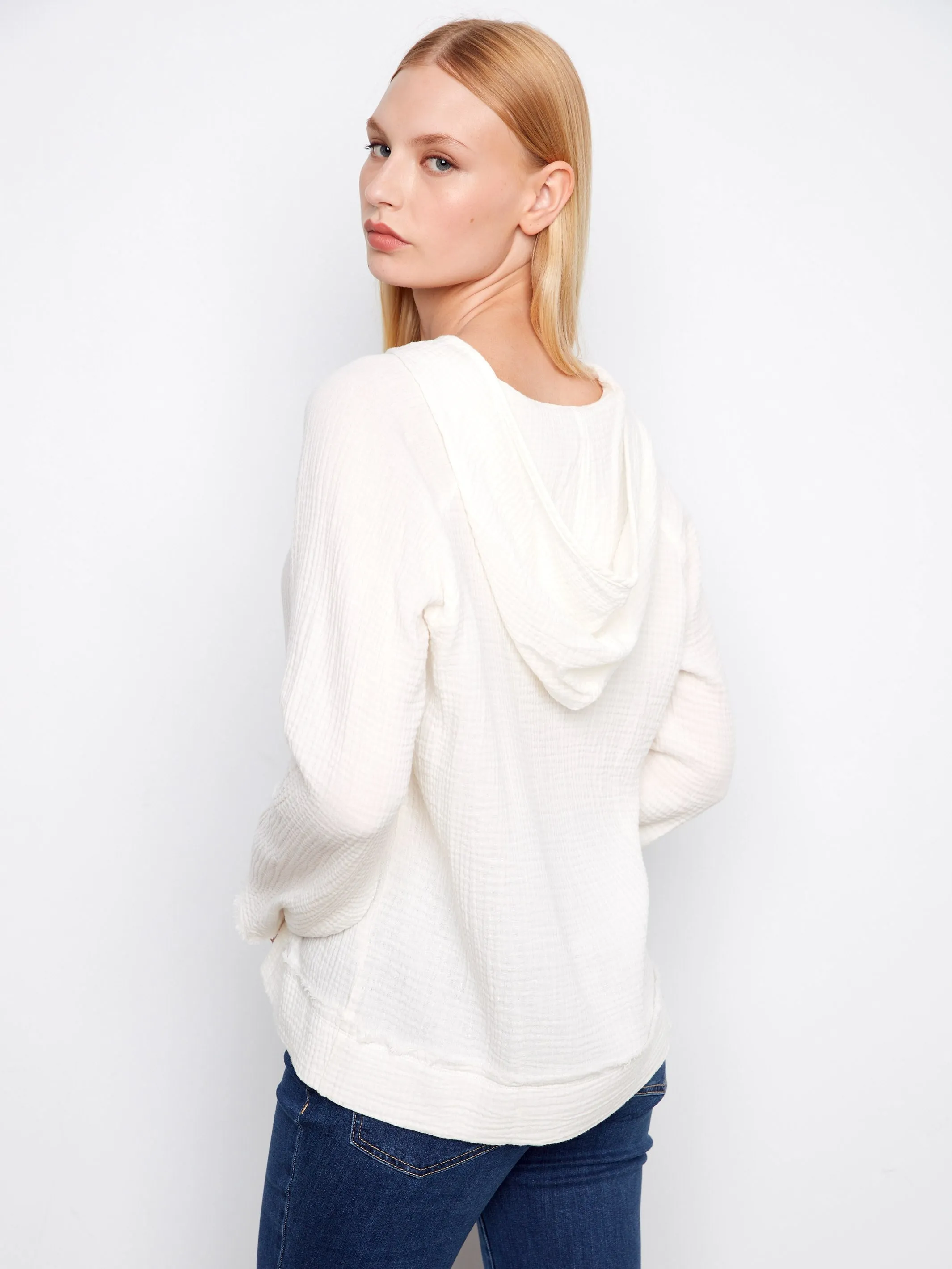 Bubble Cotton Hoodie - White sold by Charlie B product image thumbnail 3