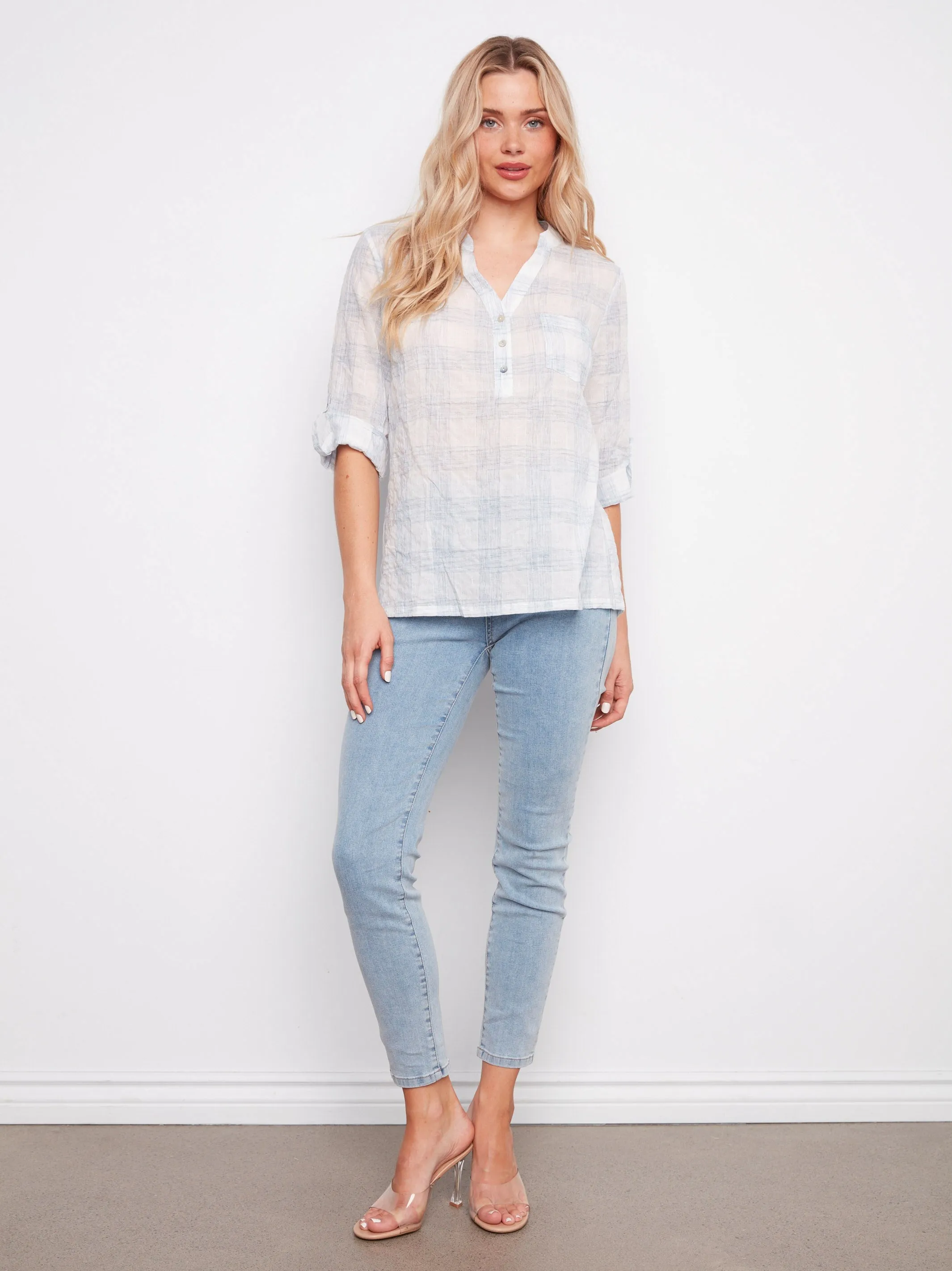 Printed Cotton Voile Half-Button Blouse - Etched sold by Charlie B product image thumbnail 2