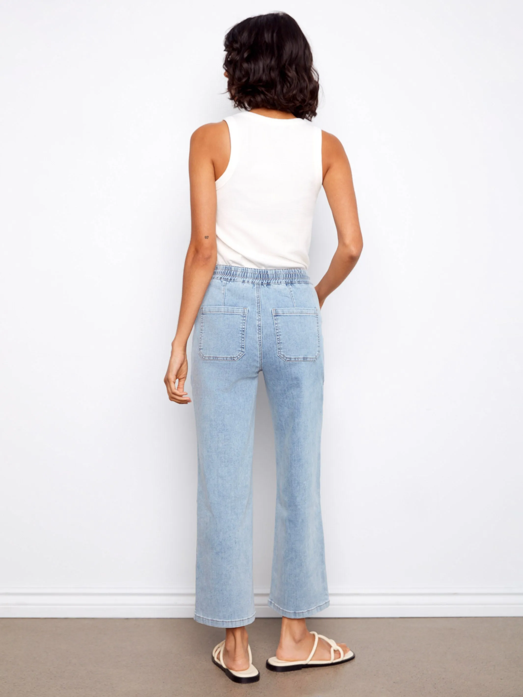 Drawstring Wide Leg Denim Pants - Soft Blue sold by Charlie B product image thumbnail 5