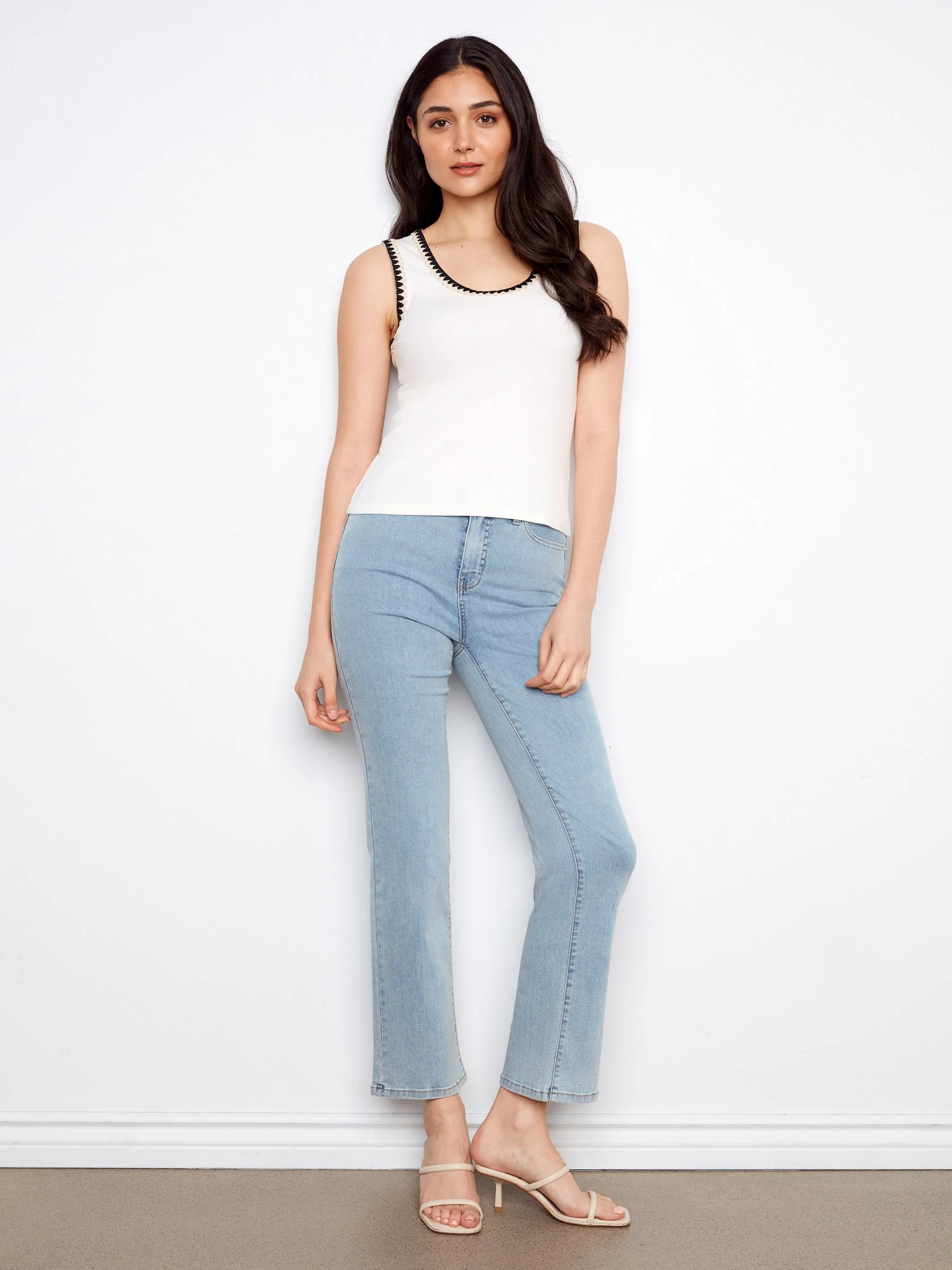 Knit Tank Top With Crochet Detail - Ecru sold by Charlie B product image thumbnail 5