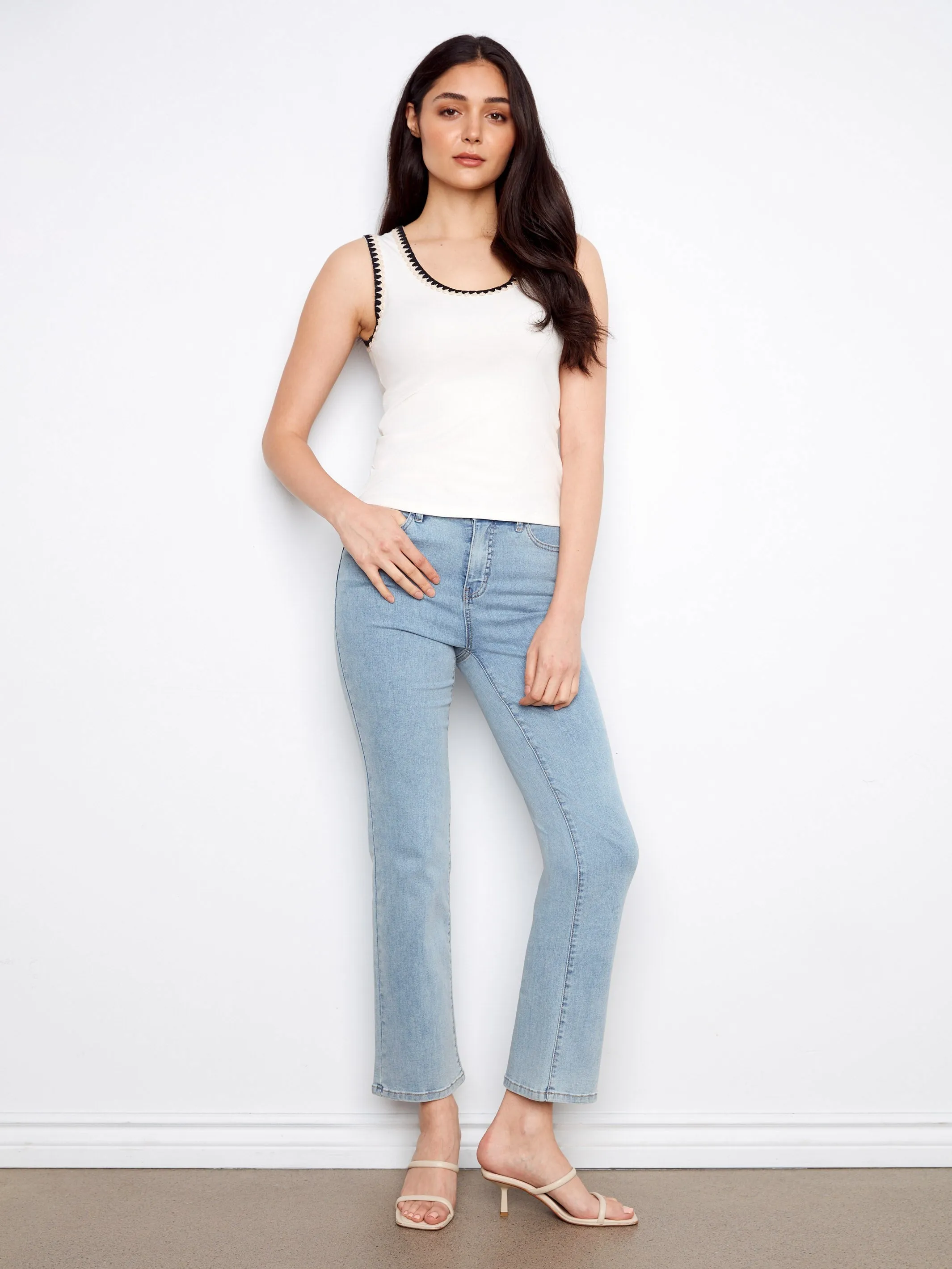 Knit Tank Top With Crochet Detail - Ecru sold by Charlie B product image thumbnail 2