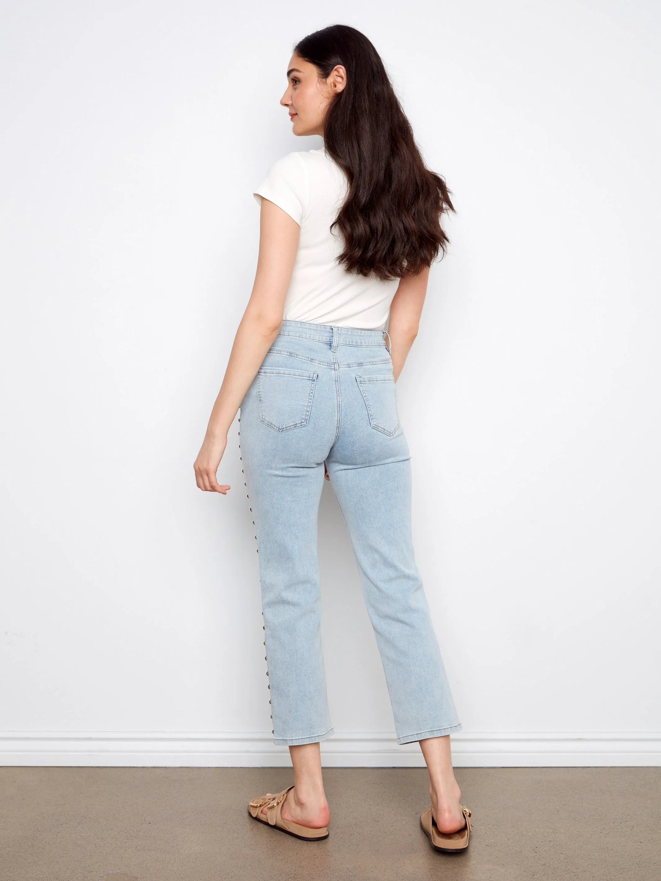 Studded Straight Leg Jeans - Light Blue sold by Charlie B product image thumbnail 5