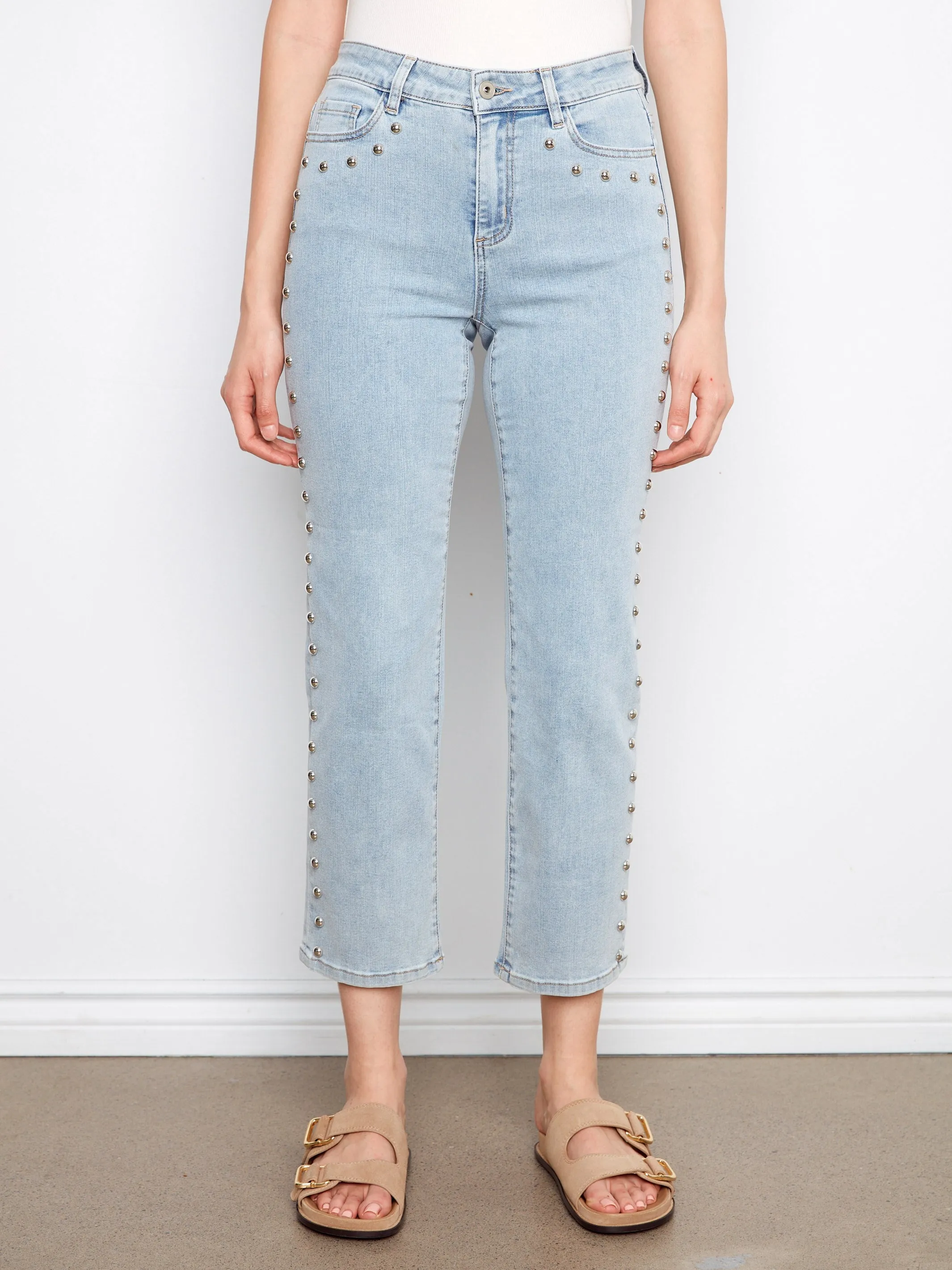 Studded Straight Leg Jeans - Light Blue sold by Charlie B product image thumbnail 2