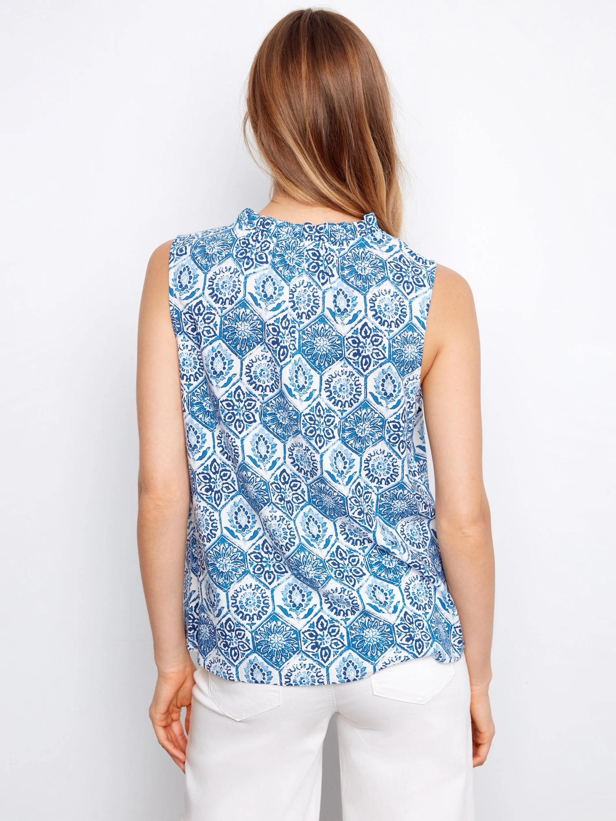Printed Sleeveless Ruffle Neck Top - Mosaic sold by Charlie B product image thumbnail 5