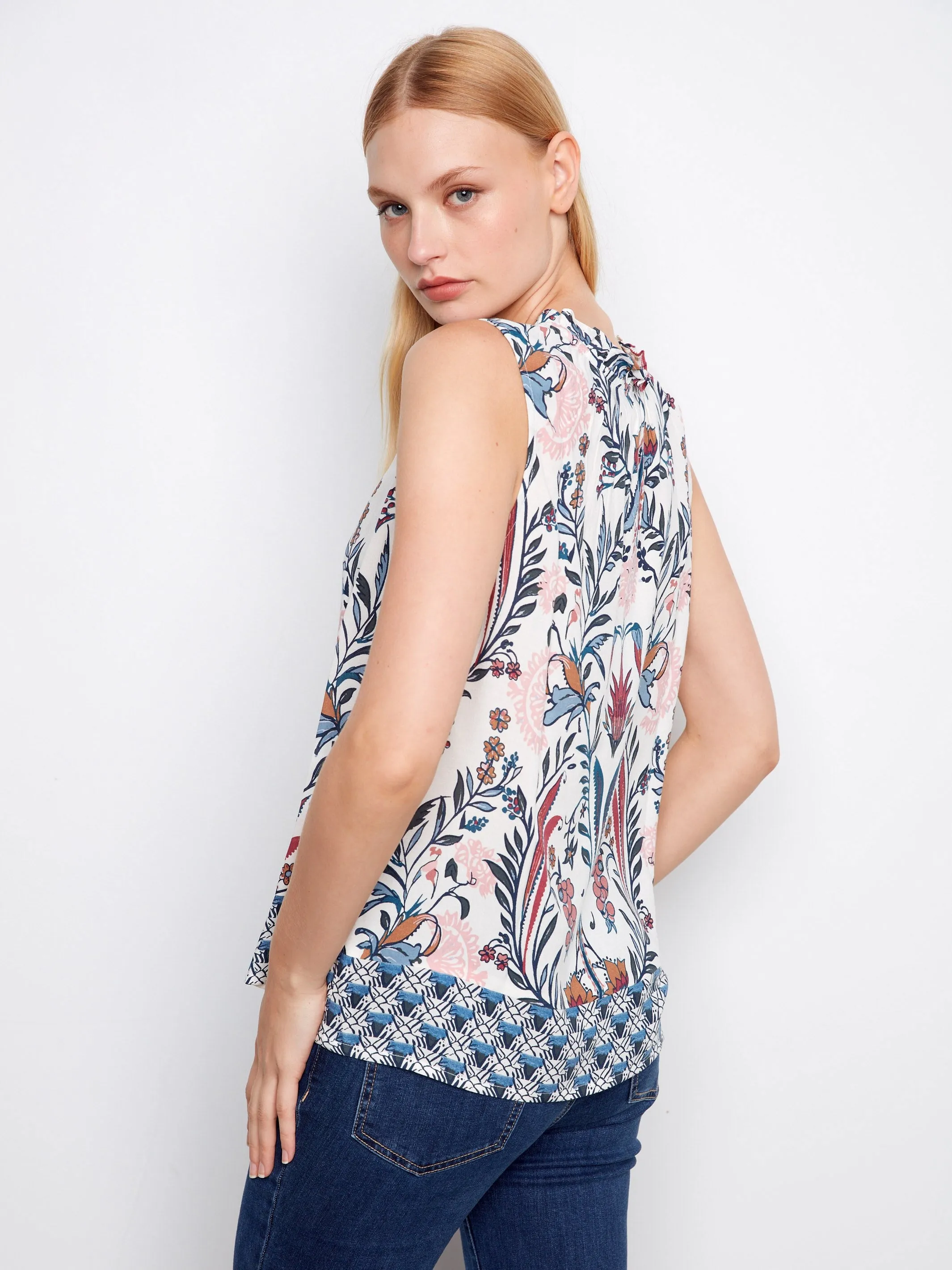 Printed Sleeveless Ruffle Neck Top - Bella sold by Charlie B product image thumbnail 4
