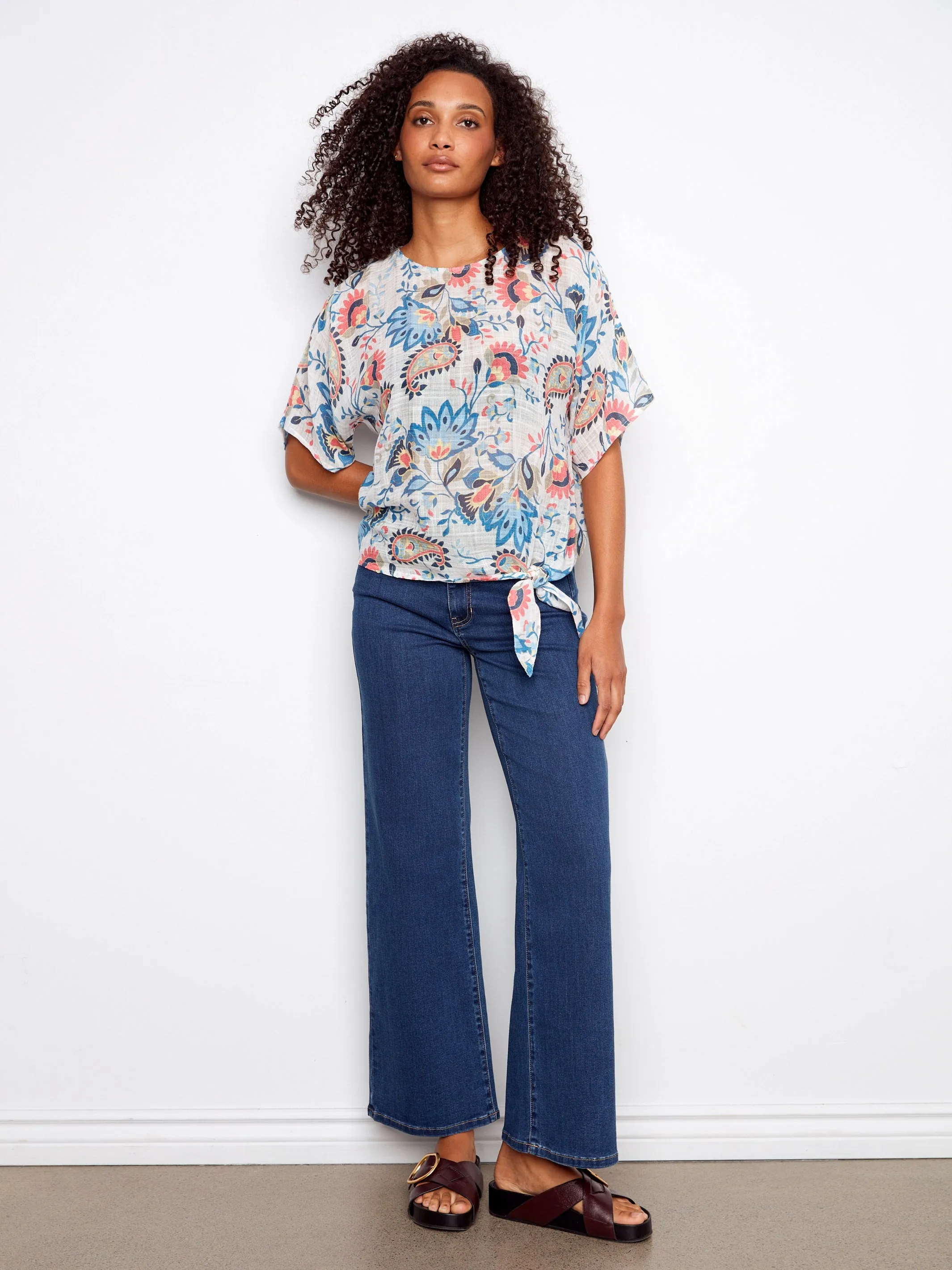 Printed Cotton Gauze Blouse With Side Tie - Rio sold by Charlie B product image thumbnail 2