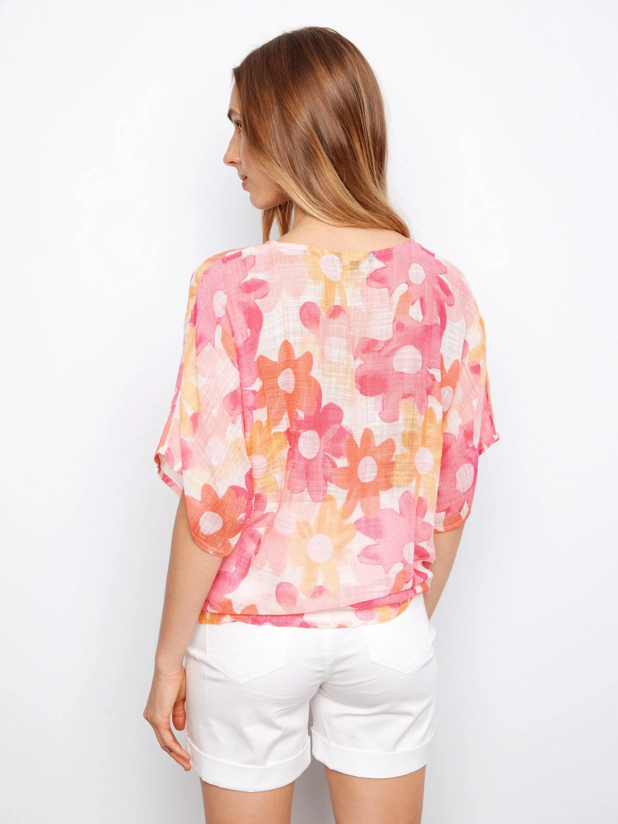Printed Cotton Gauze Blouse With Side Tie - Dandy sold by Charlie B product image thumbnail 4