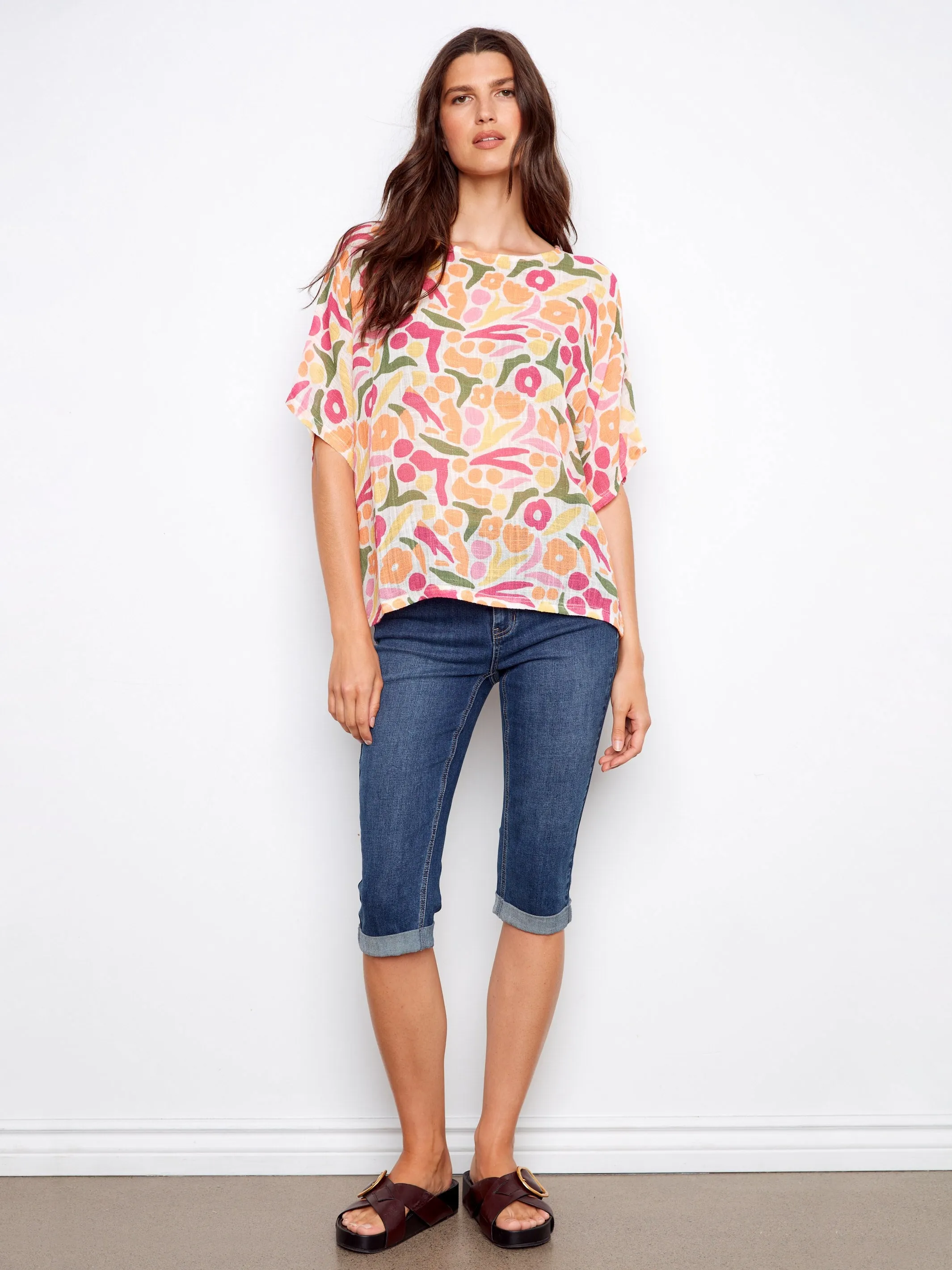 Printed Dolman Cotton Blend Blouse - Sunburst sold by Charlie B product image thumbnail 2