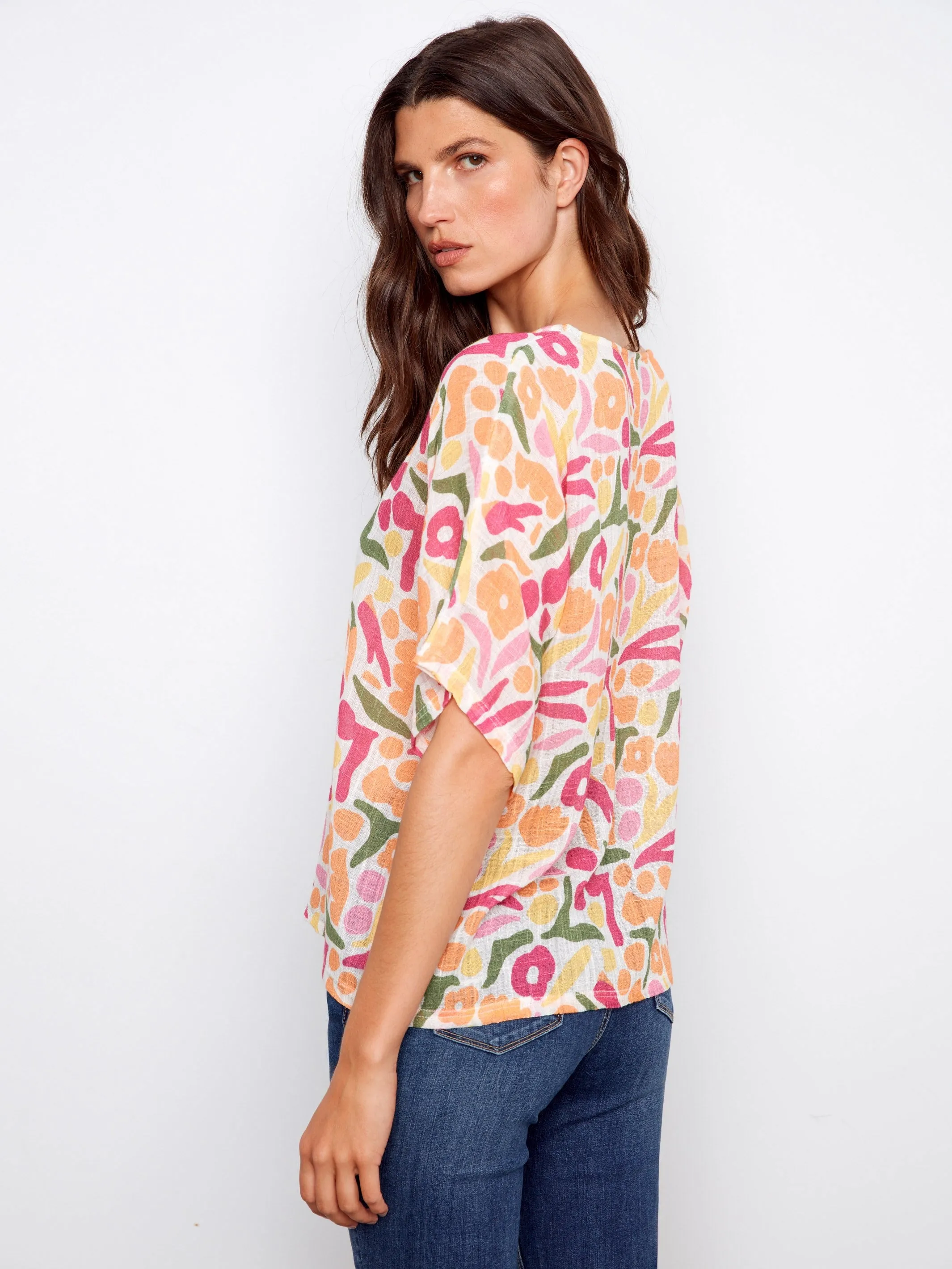 Printed Dolman Cotton Blend Blouse - Sunburst sold by Charlie B product image thumbnail 3