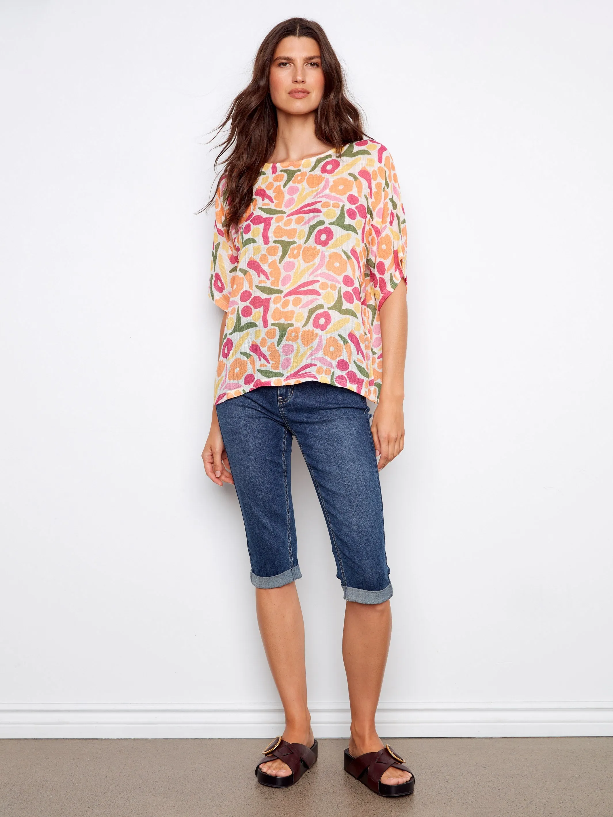 Printed Dolman Cotton Blend Blouse - Sunburst sold by Charlie B product image thumbnail 4
