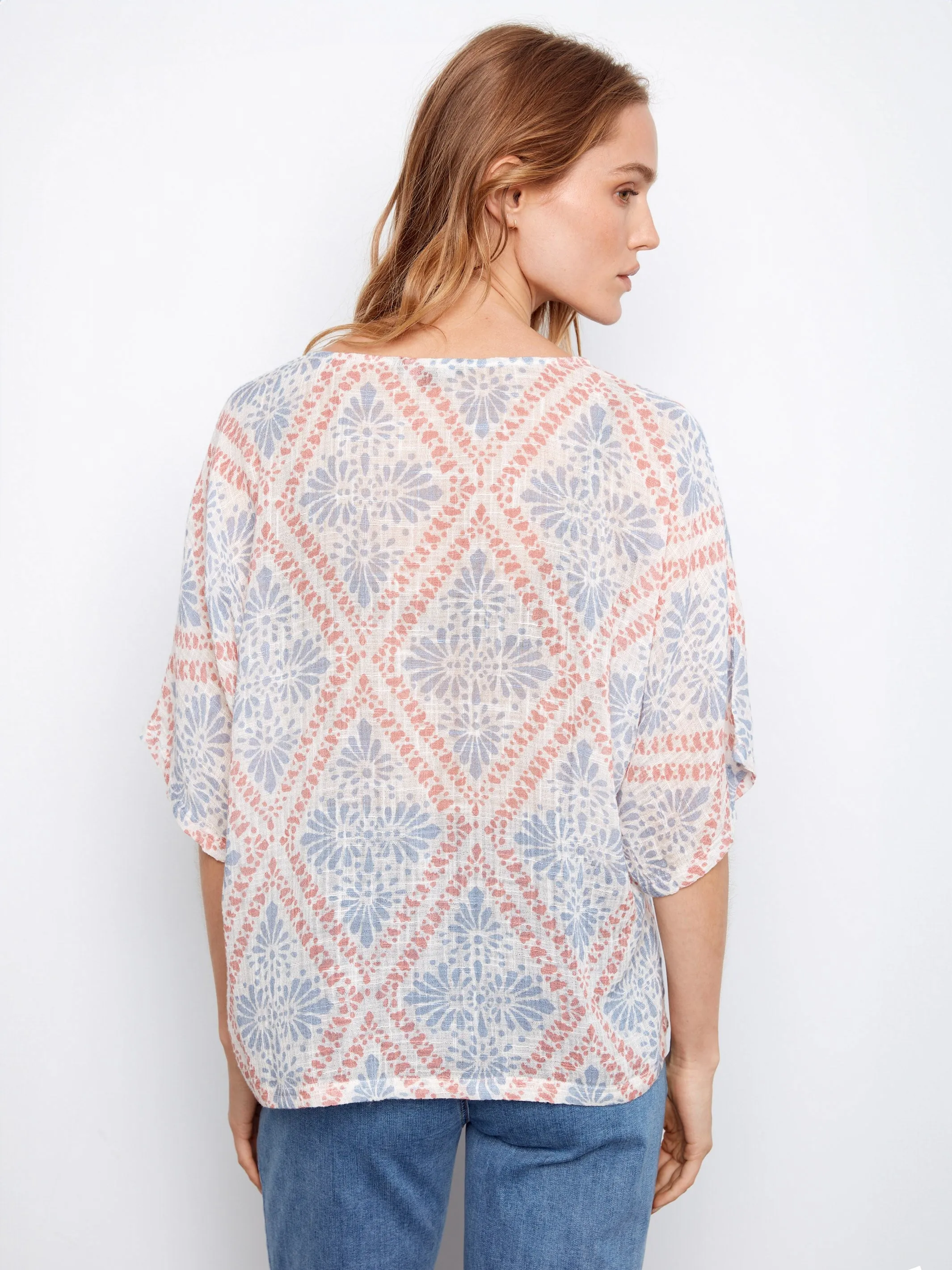 Printed Dolman Cotton Blend Blouse - Trellis sold by Charlie B product image thumbnail 4
