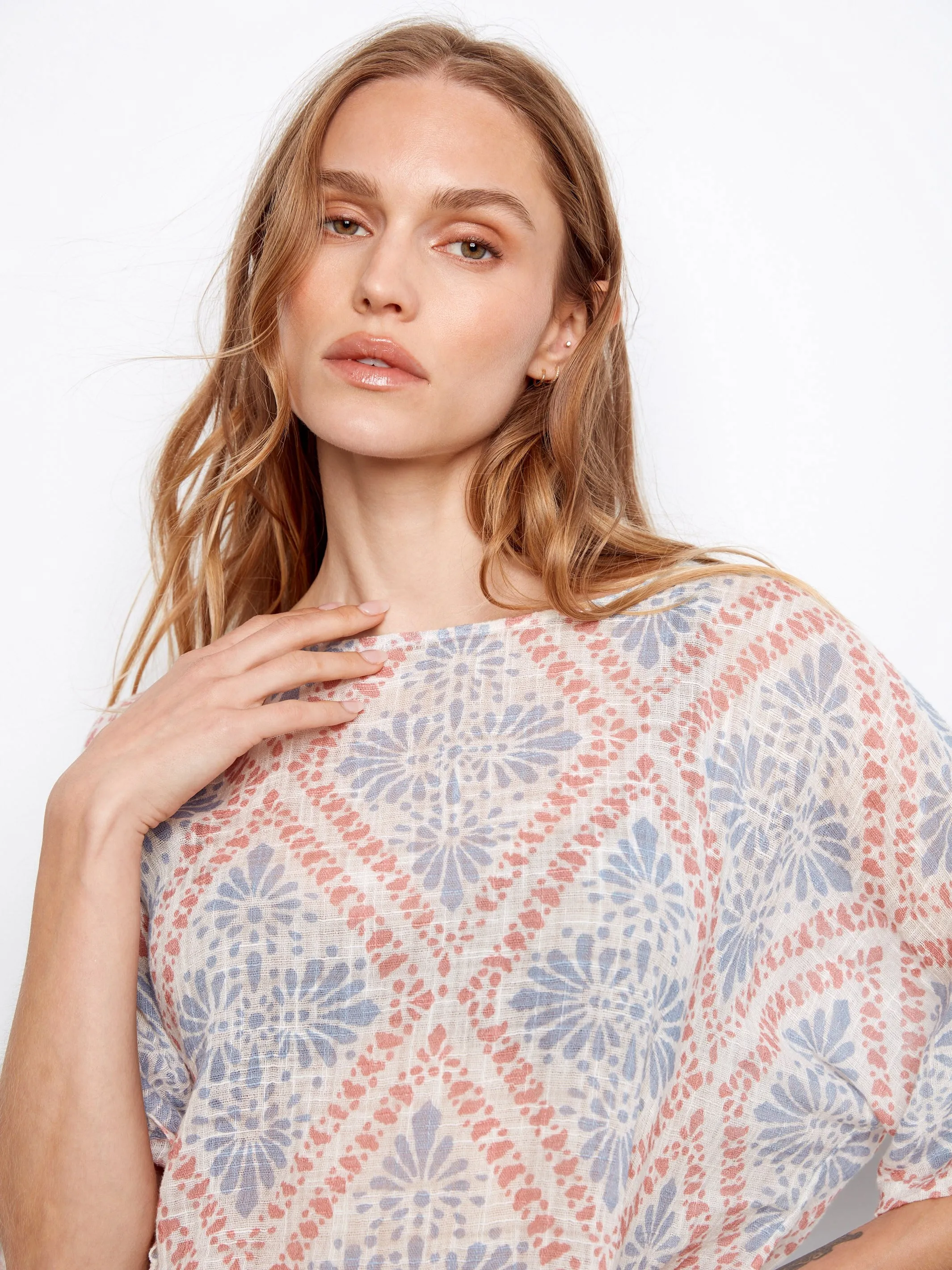 Printed Dolman Cotton Blend Blouse - Trellis sold by Charlie B product image thumbnail 5