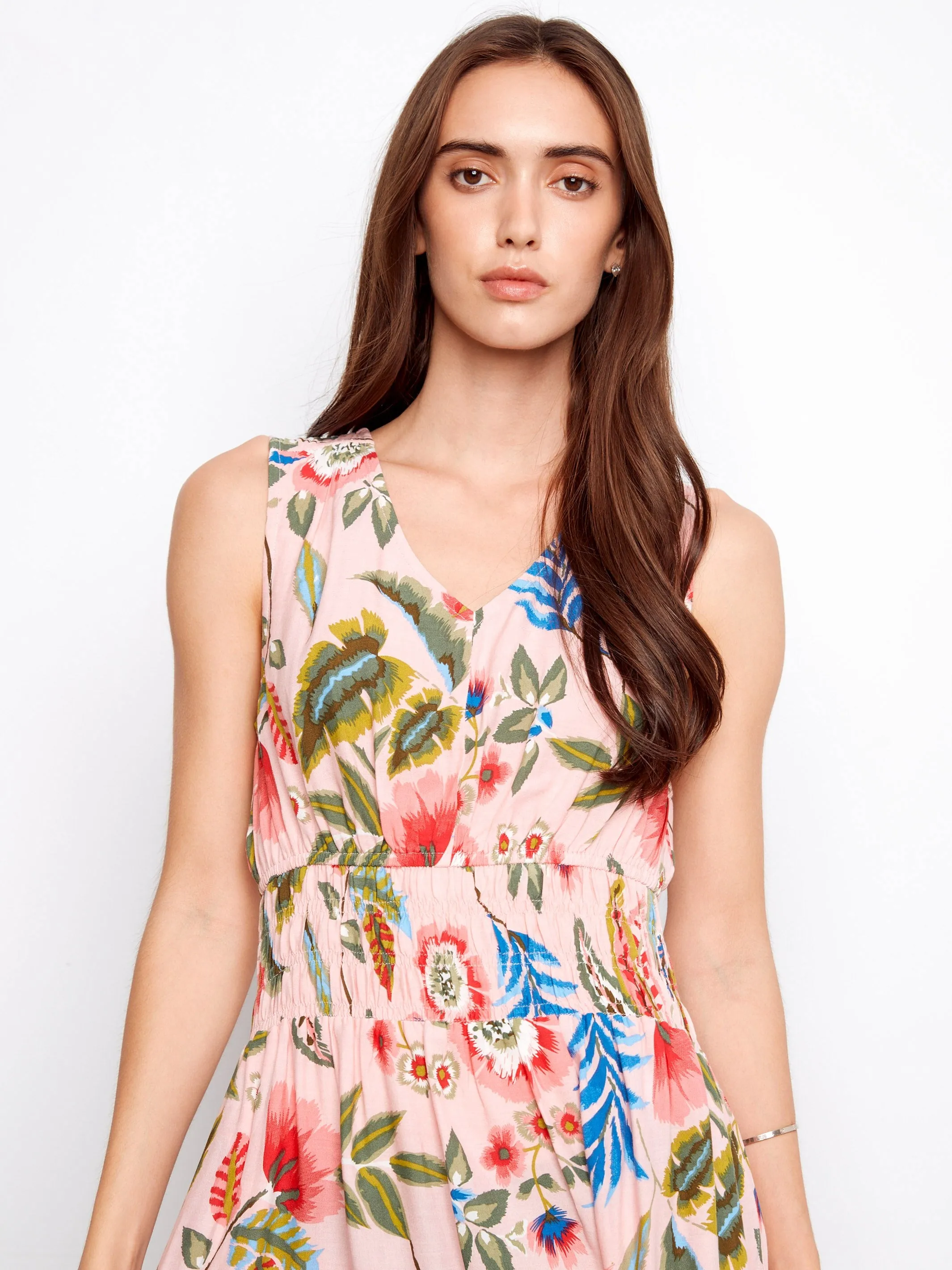 Smocked Printed Viscose Dress - Gardenia sold by Charlie B product image thumbnail 3