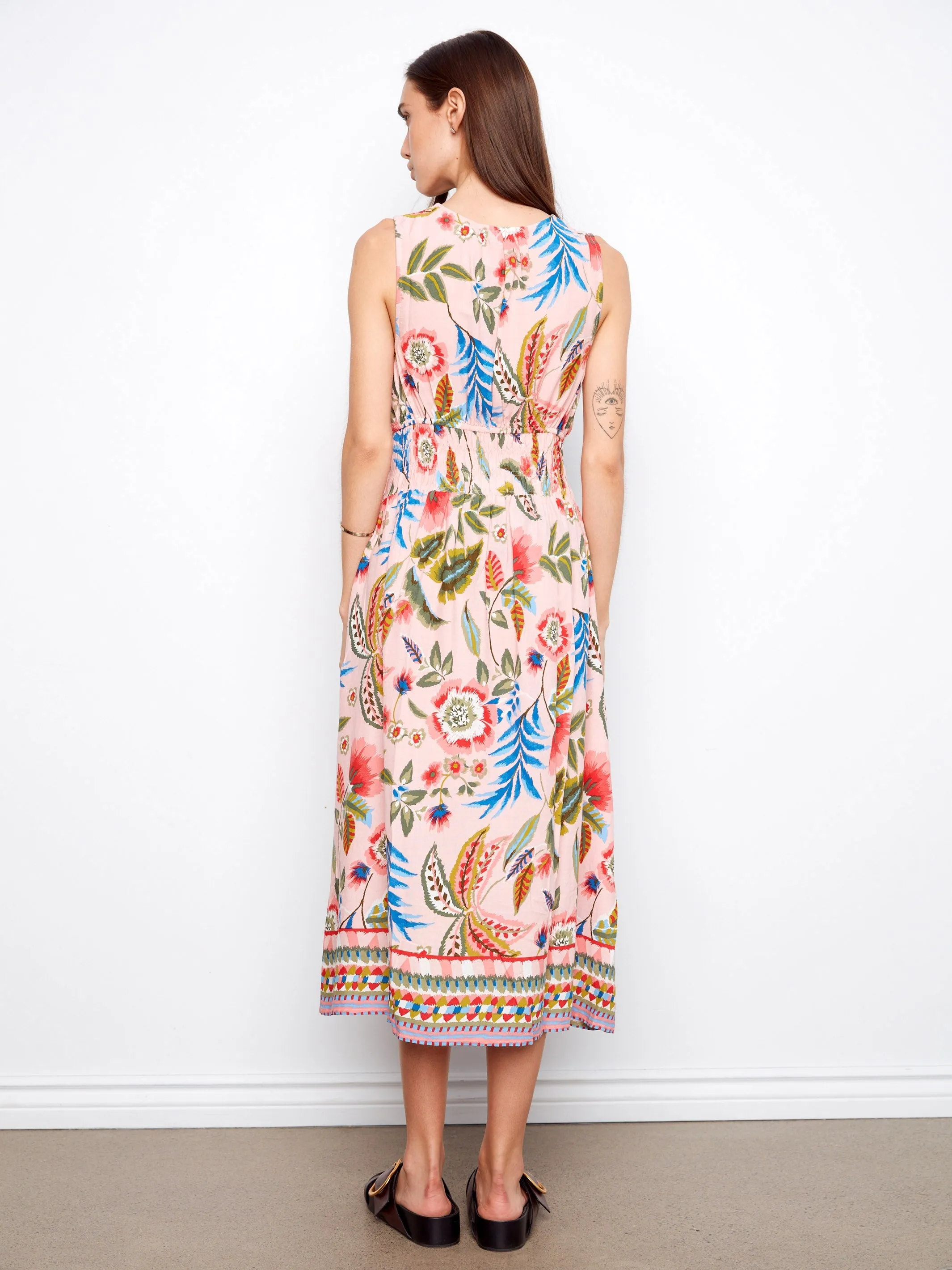 Smocked Printed Viscose Dress - Gardenia sold by Charlie B product image thumbnail 4
