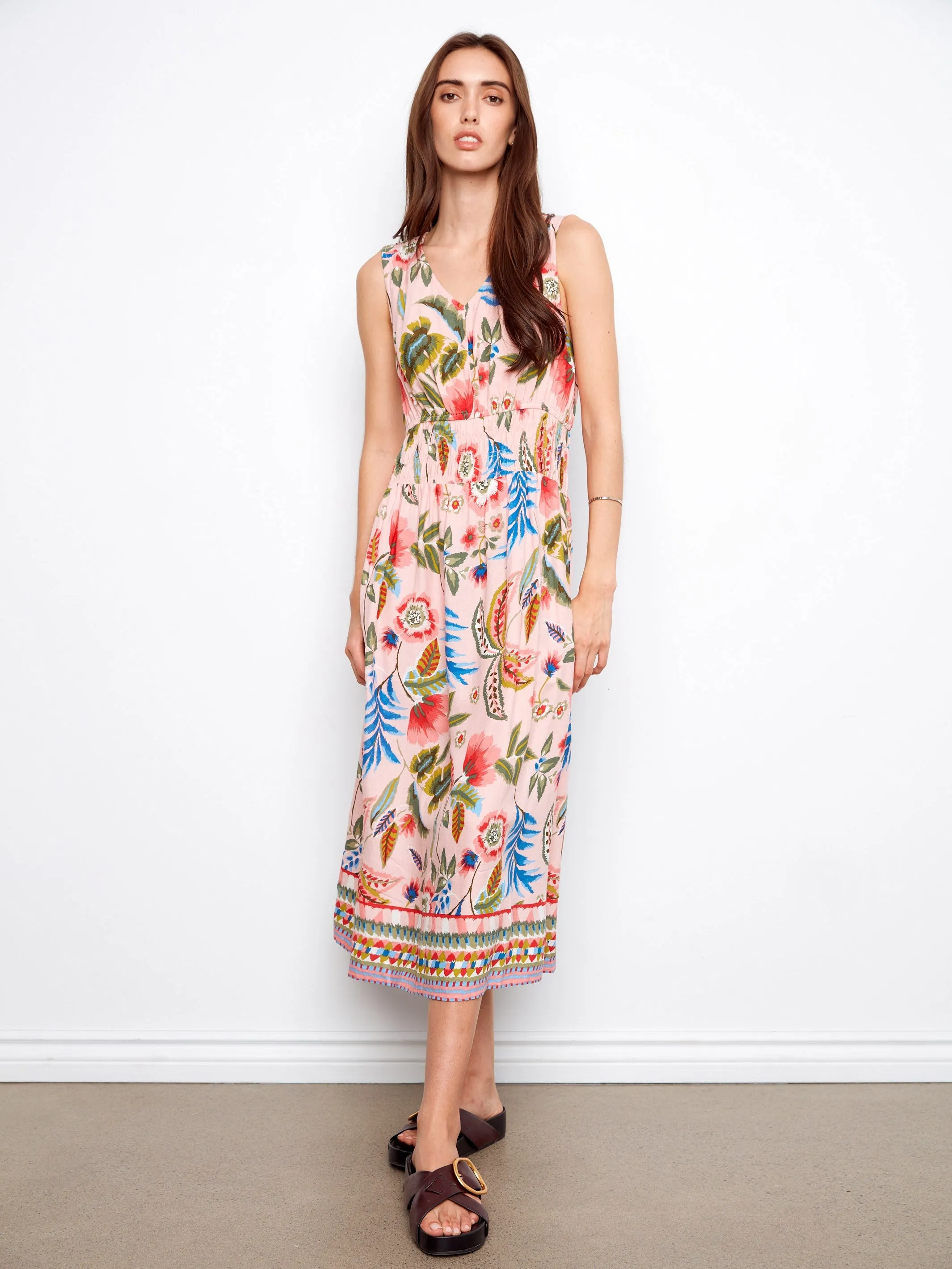 Smocked Printed Viscose Dress - Gardenia sold by Charlie B product image thumbnail 2