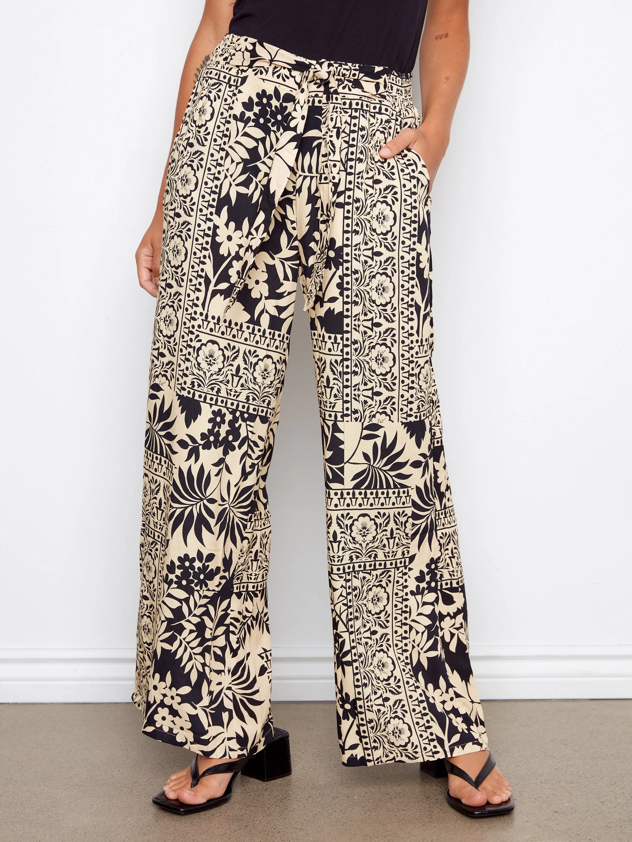 Printed Wide Leg Pants - Abstract sold by Charlie B product image thumbnail 2