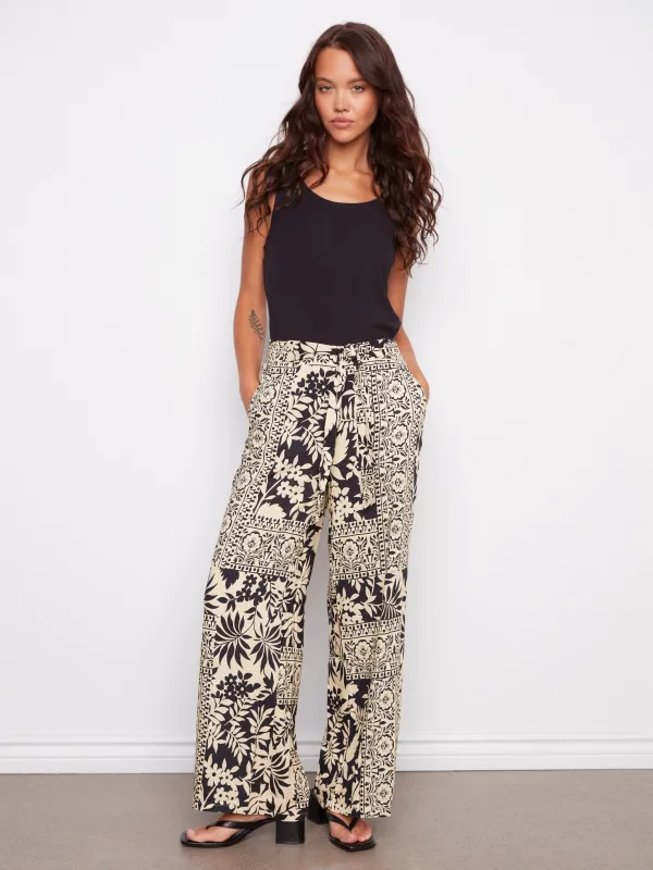 Printed Wide Leg Pants - Abstract made by Charlie B