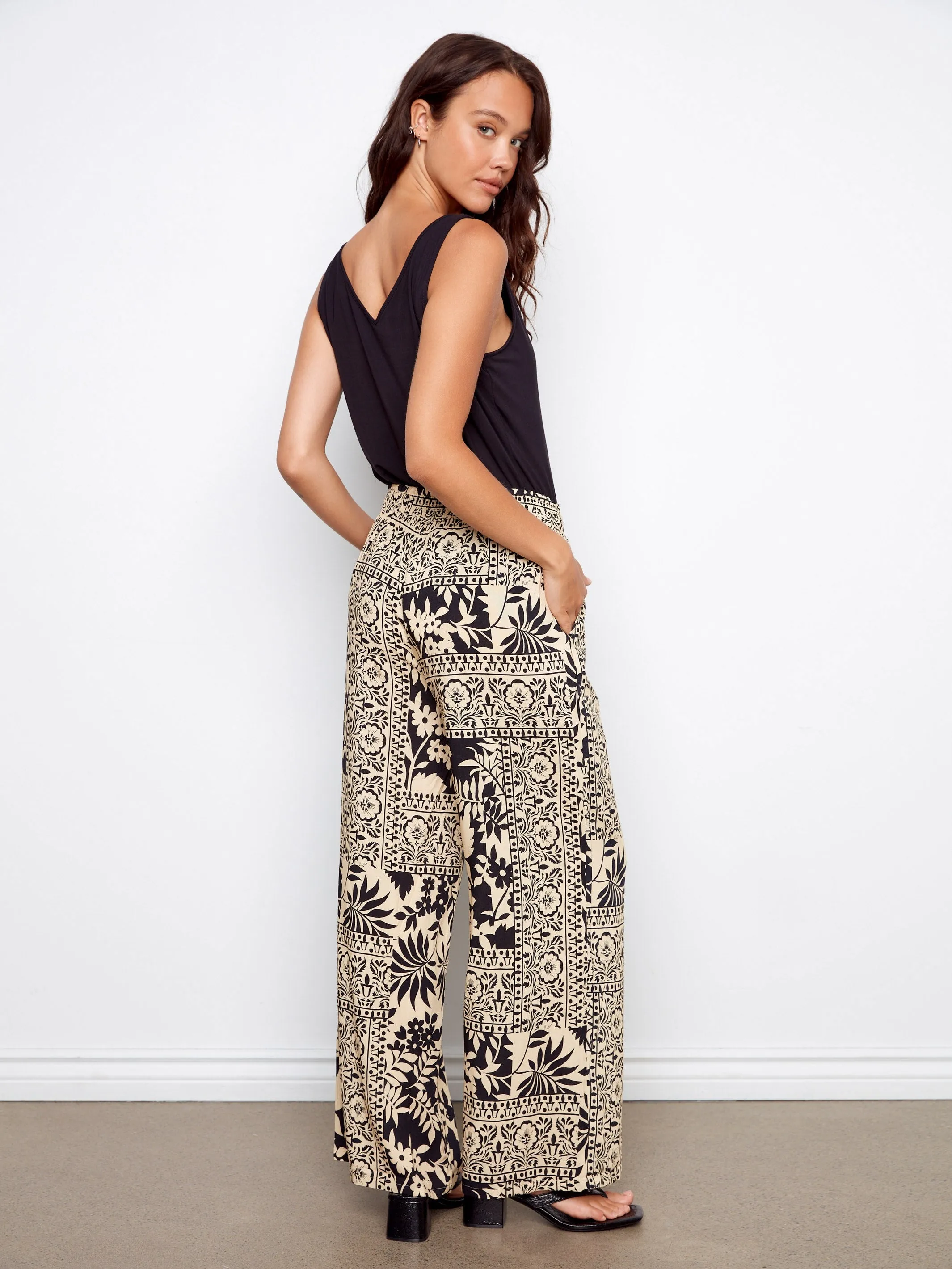 Printed Wide Leg Pants - Abstract sold by Charlie B product image thumbnail 5