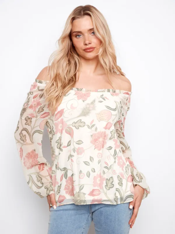 Printed Off-Shoulder Blouse - Floral made by Charlie B