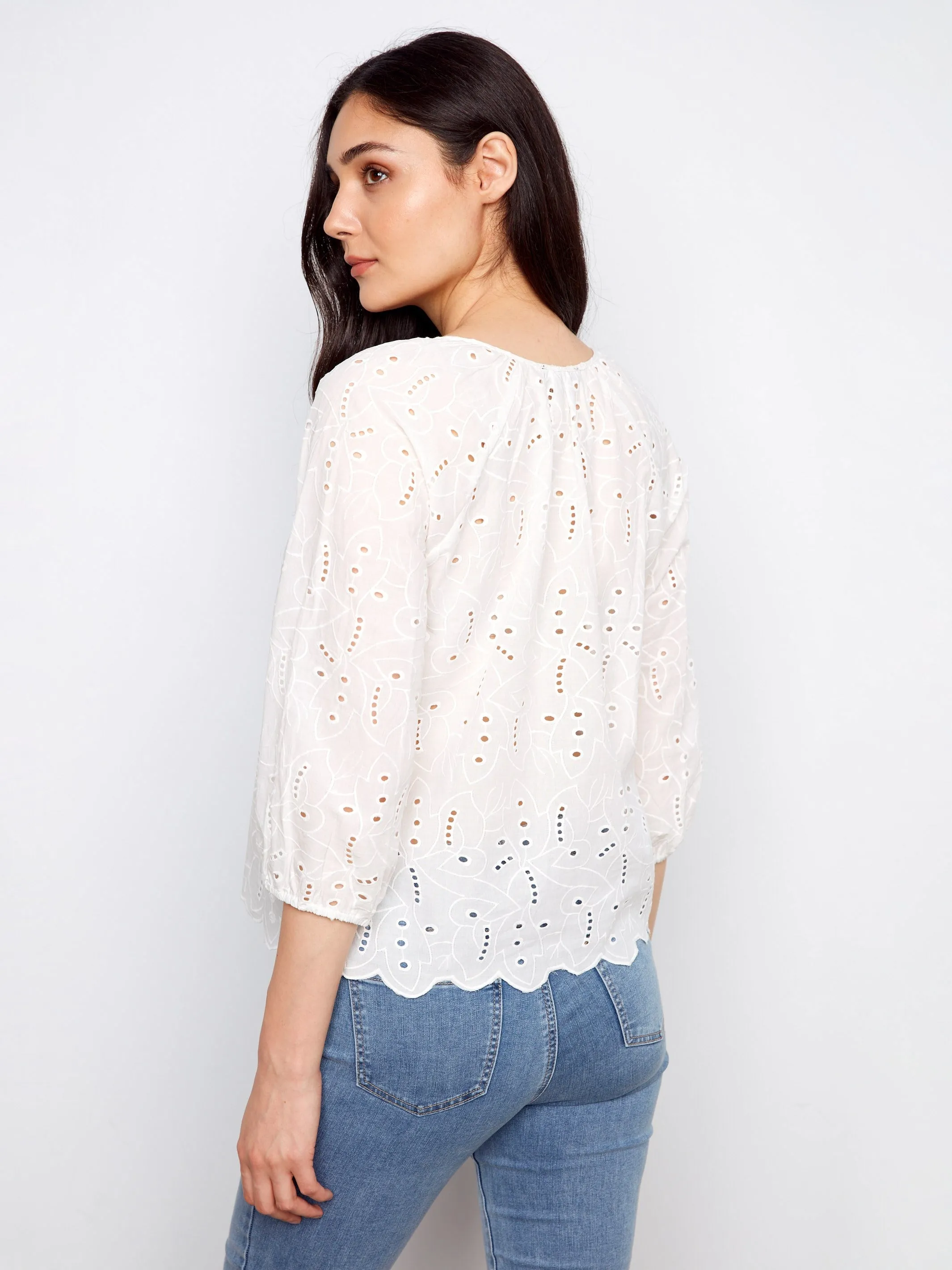 Cotton Eyelet Blouse - White sold by Charlie B product image thumbnail 4