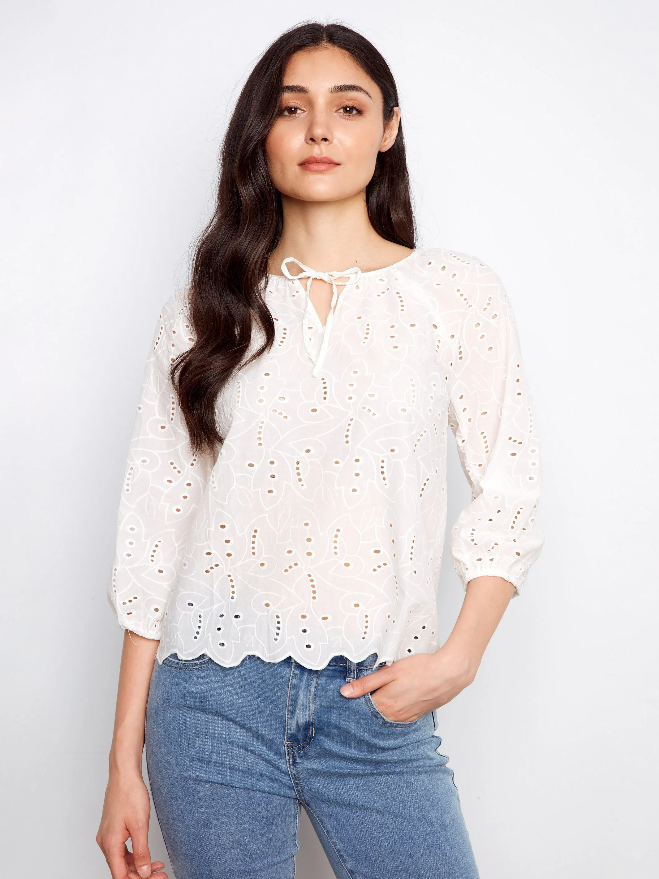 Cotton Eyelet Blouse - White sold by Charlie B