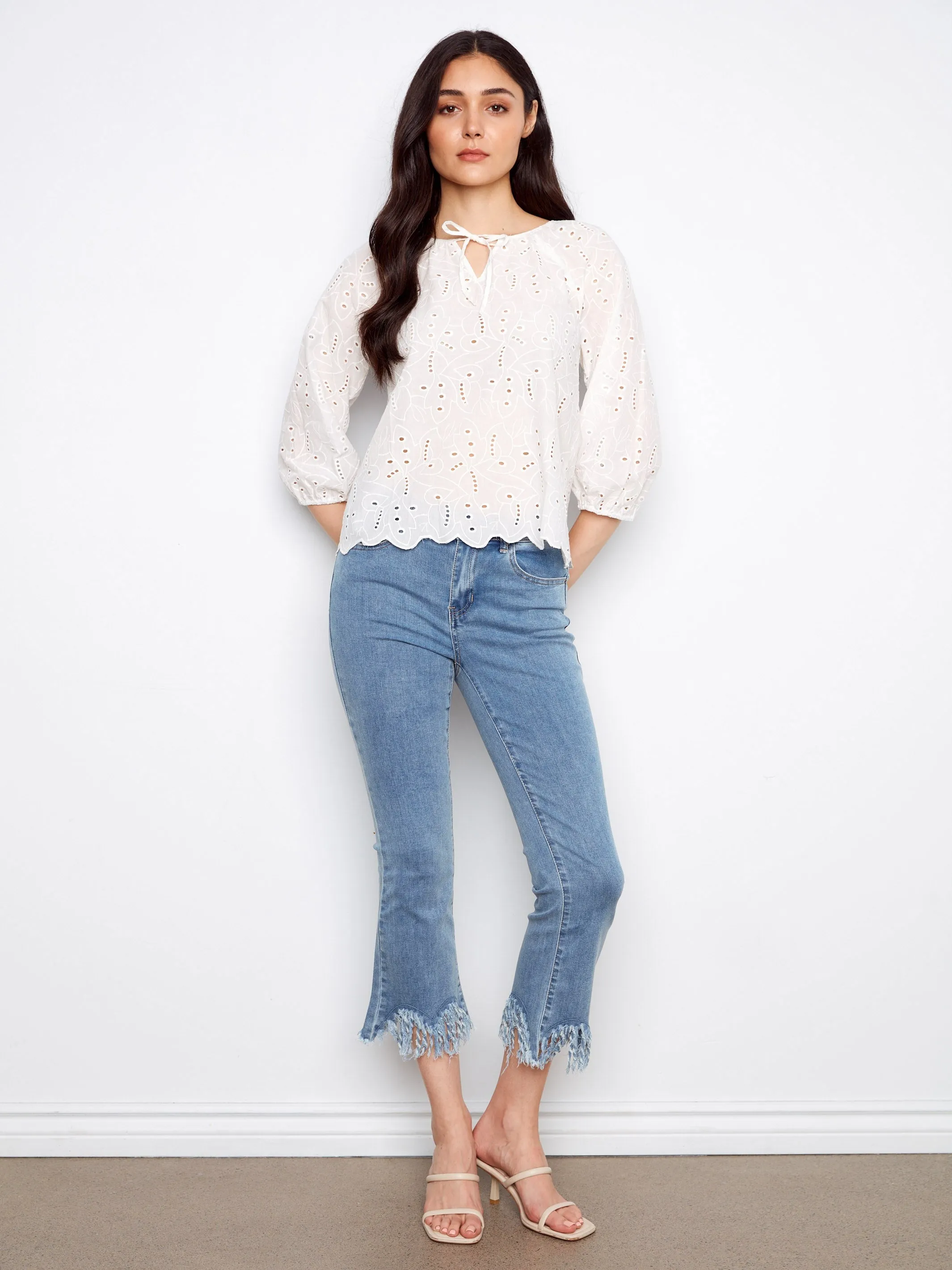 Cotton Eyelet Blouse - White sold by Charlie B product image thumbnail 2