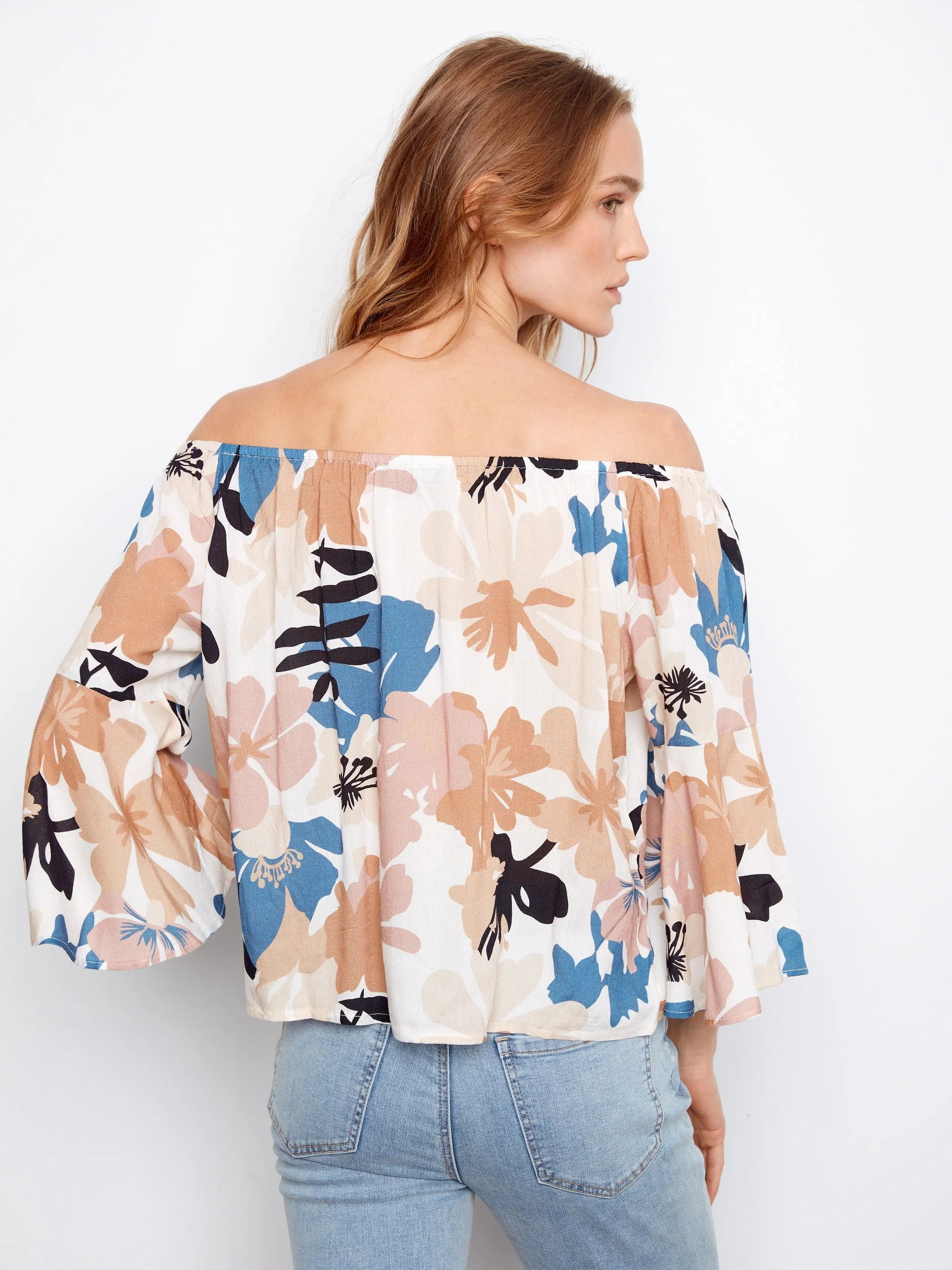 Printed 3/4 Sleeve Off-Shoulder Blouse - Floralis sold by Charlie B product image thumbnail 5