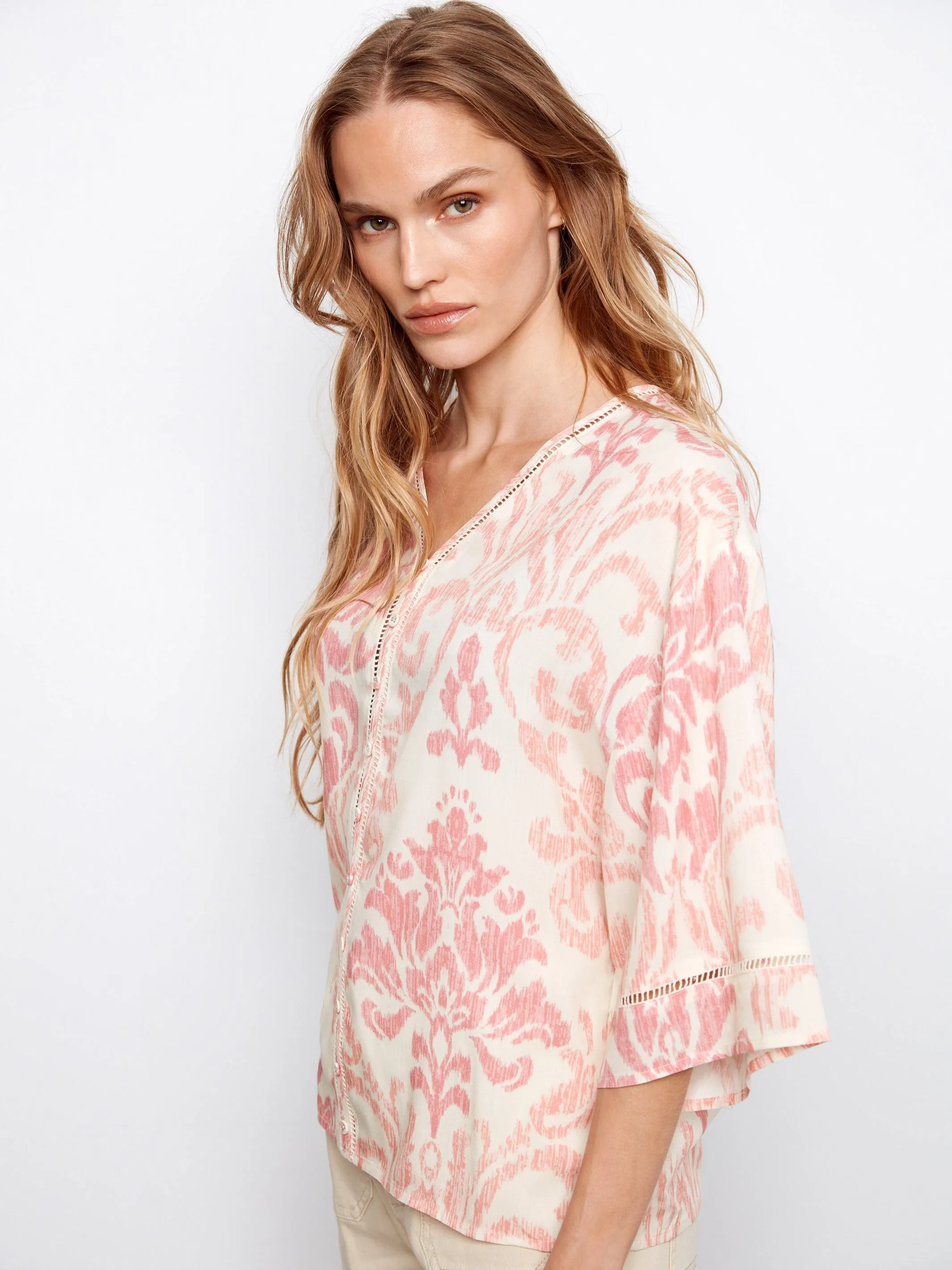 Printed Viscose V-Neck Blouse - Evelyn sold by Charlie B product image thumbnail 4