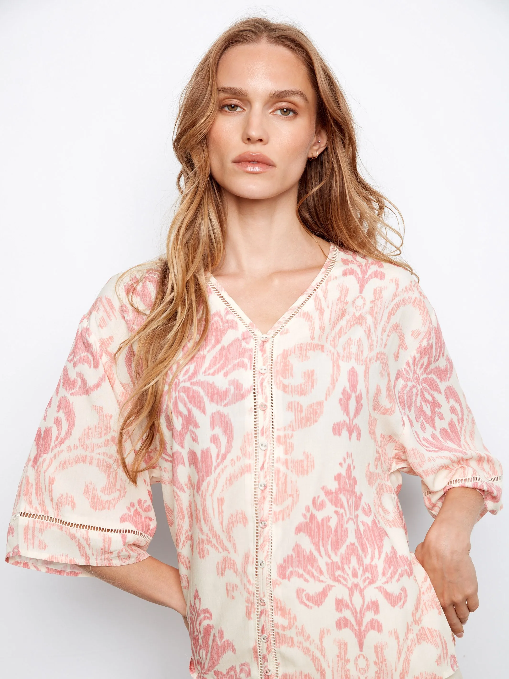 Printed Viscose V-Neck Blouse - Evelyn sold by Charlie B product image thumbnail 2