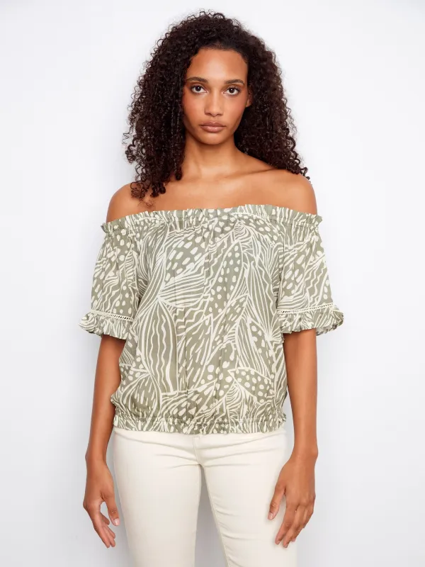 Printed Short Sleeve Off-Shoulder Blouse - Prisma made by Charlie B