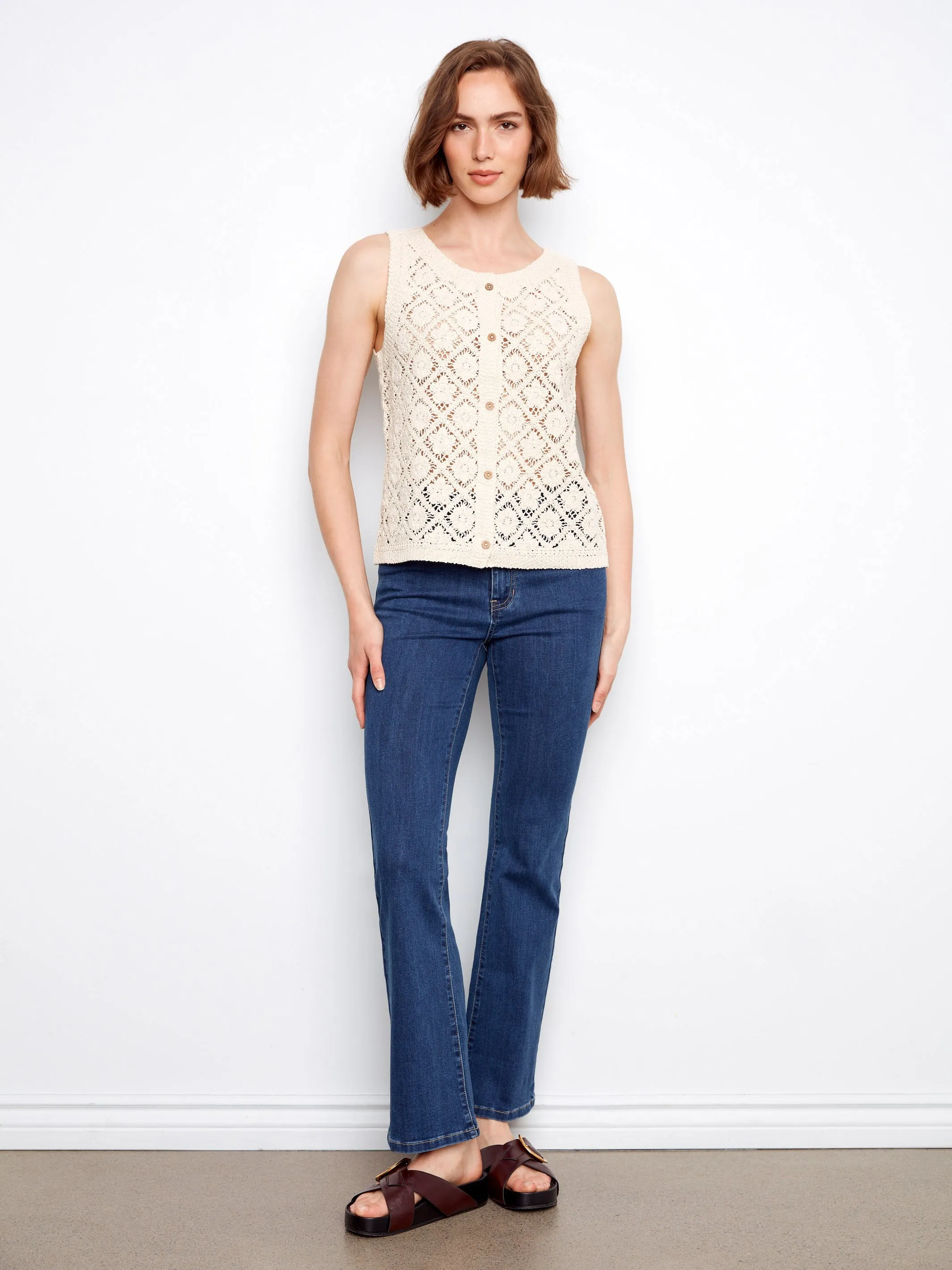 Crochet Cotton Sleeveless Vest - Natural sold by Charlie B product image thumbnail 5