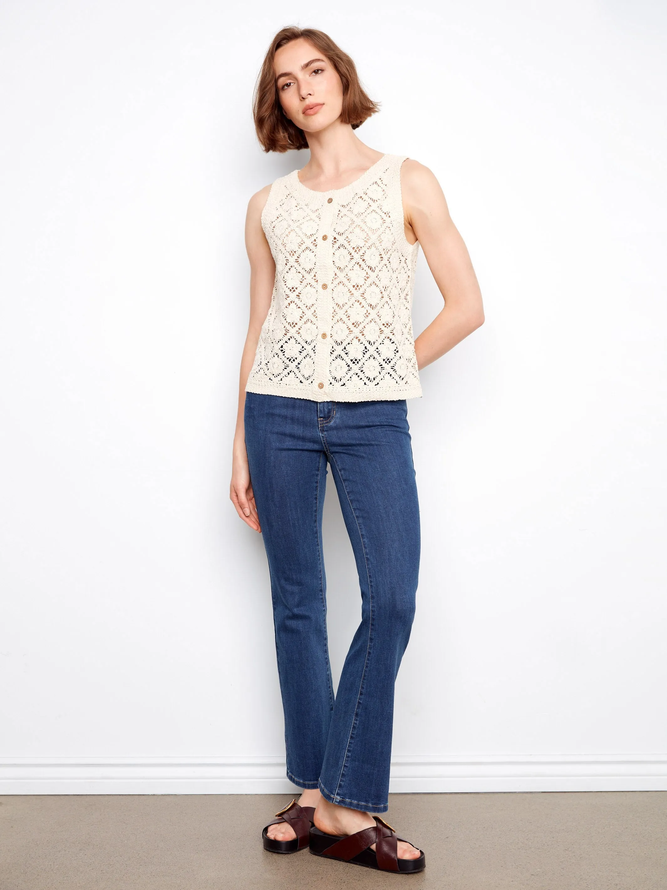 Crochet Cotton Sleeveless Vest - Natural sold by Charlie B product image thumbnail 3