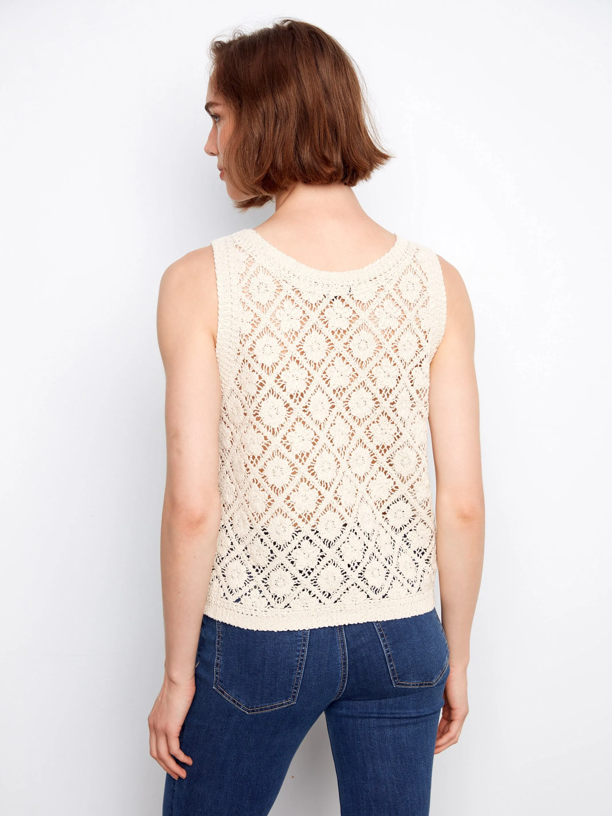 Crochet Cotton Sleeveless Vest - Natural sold by Charlie B product image thumbnail 4