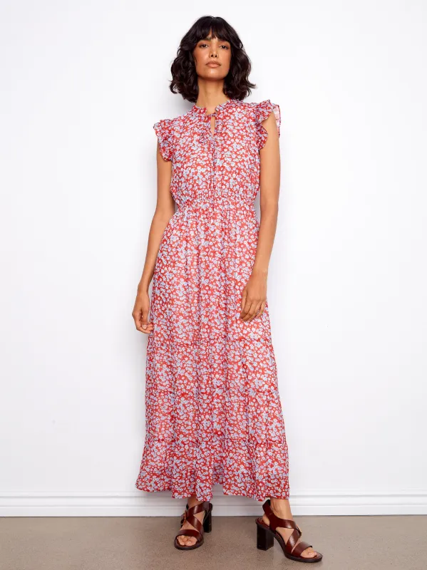 Printed Chiffon Sleeveless Maxi Dress - Dixie made by Charlie B