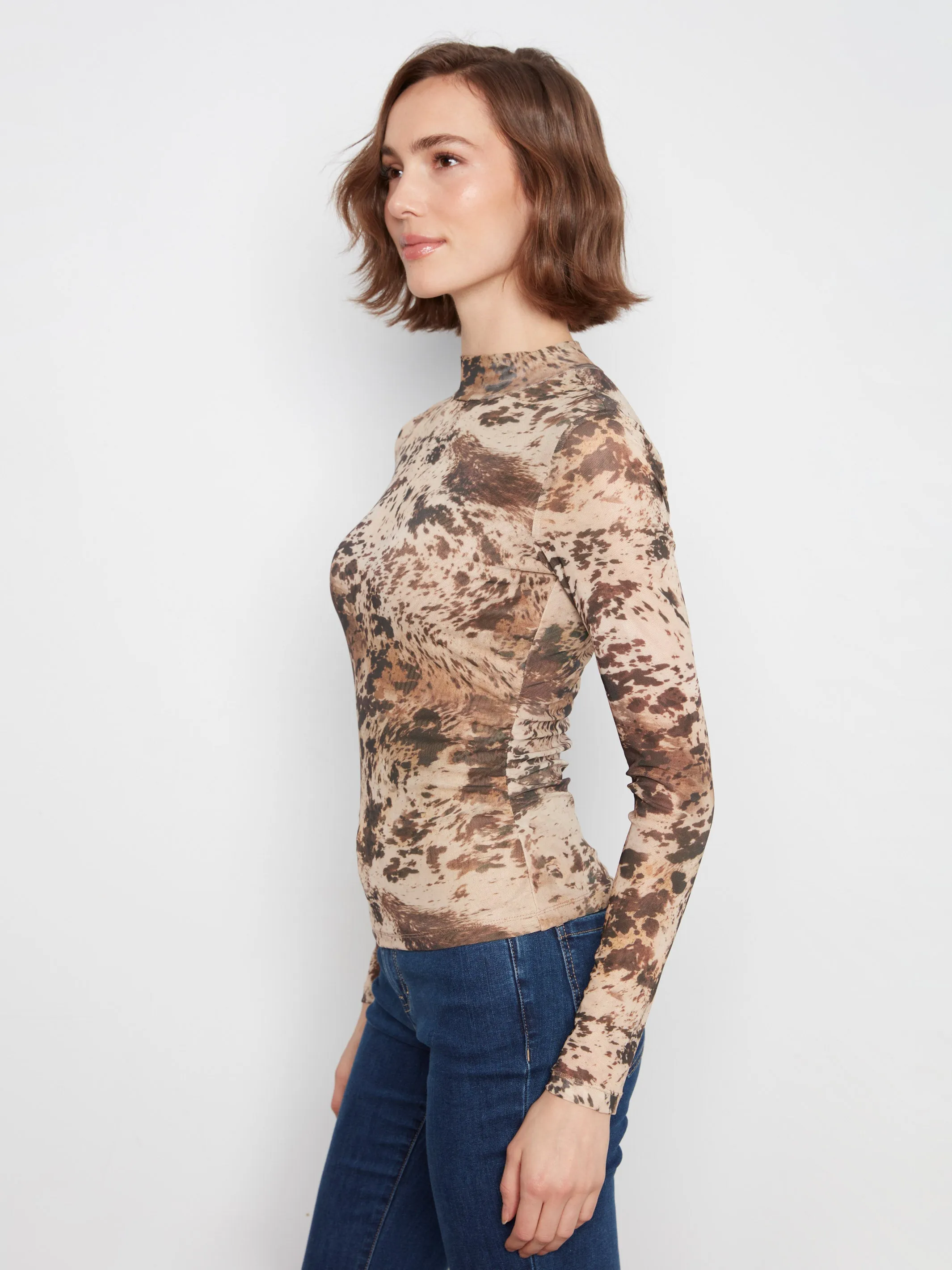 Printed Mesh Mock Neck Top - Country sold by Charlie B product image thumbnail 4