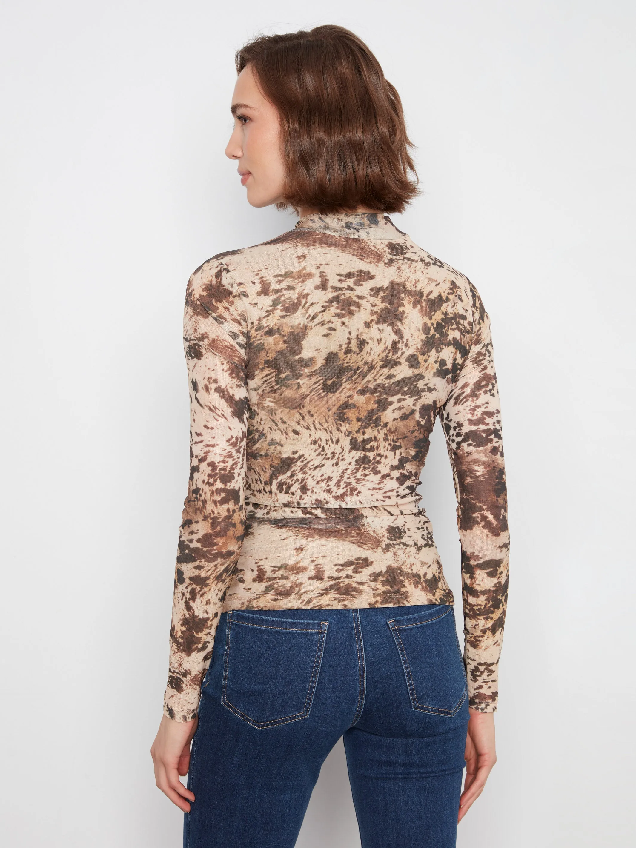 Printed Mesh Mock Neck Top - Country sold by Charlie B product image thumbnail 5
