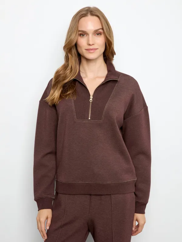Soft Scuba Half-Zip Sweatshirt - Heather Espresso made by Charlie B