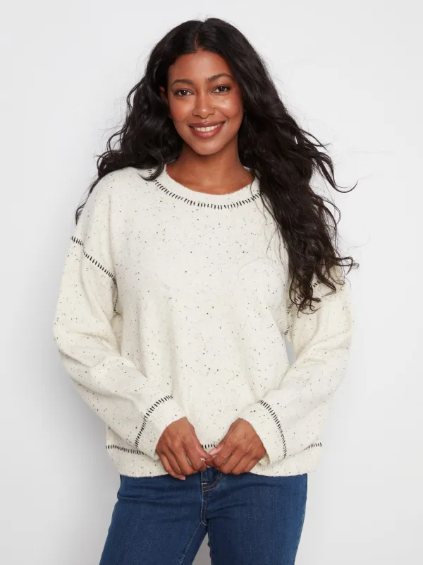 Contrast Whipstitch Sweater - Cookie & Cream made by Charlie B