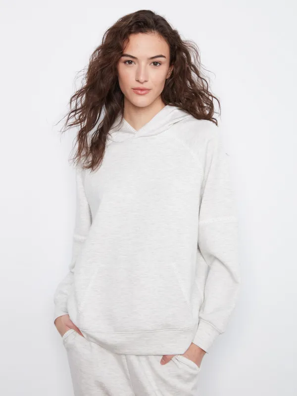 Blanket Stitch Soft Scuba Hoodie - Heather Light Grey made by Charlie B